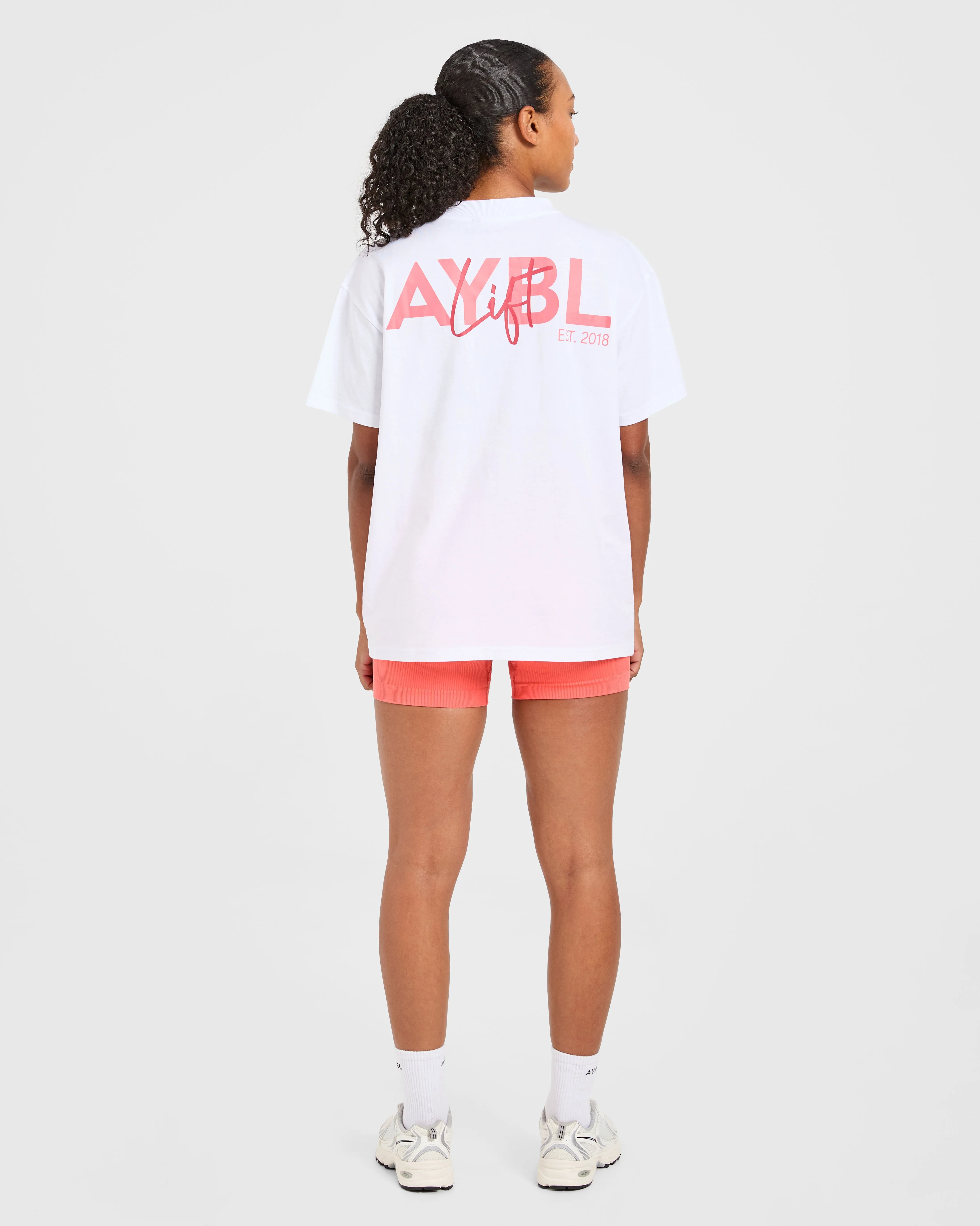 Lift Graphic Oversized T Shirt - White/Coral Peach sold by AYBL product image thumbnail 4