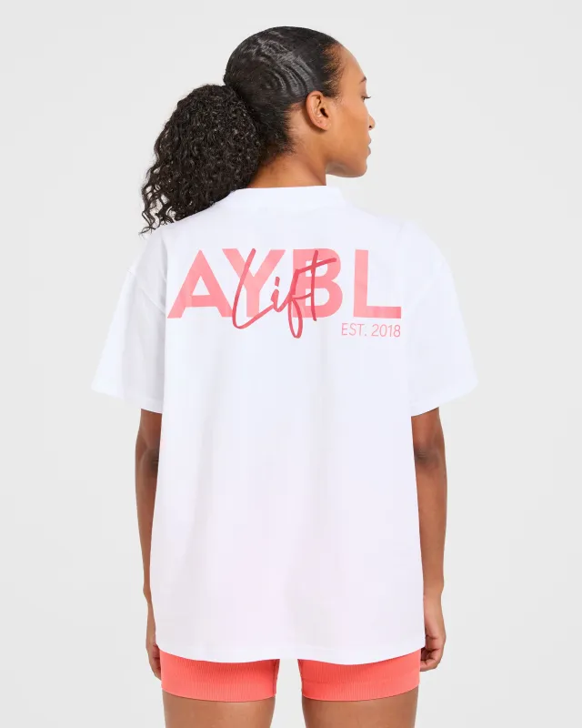 Lift Graphic Oversized T Shirt - White/Coral Peach sold by AYBL