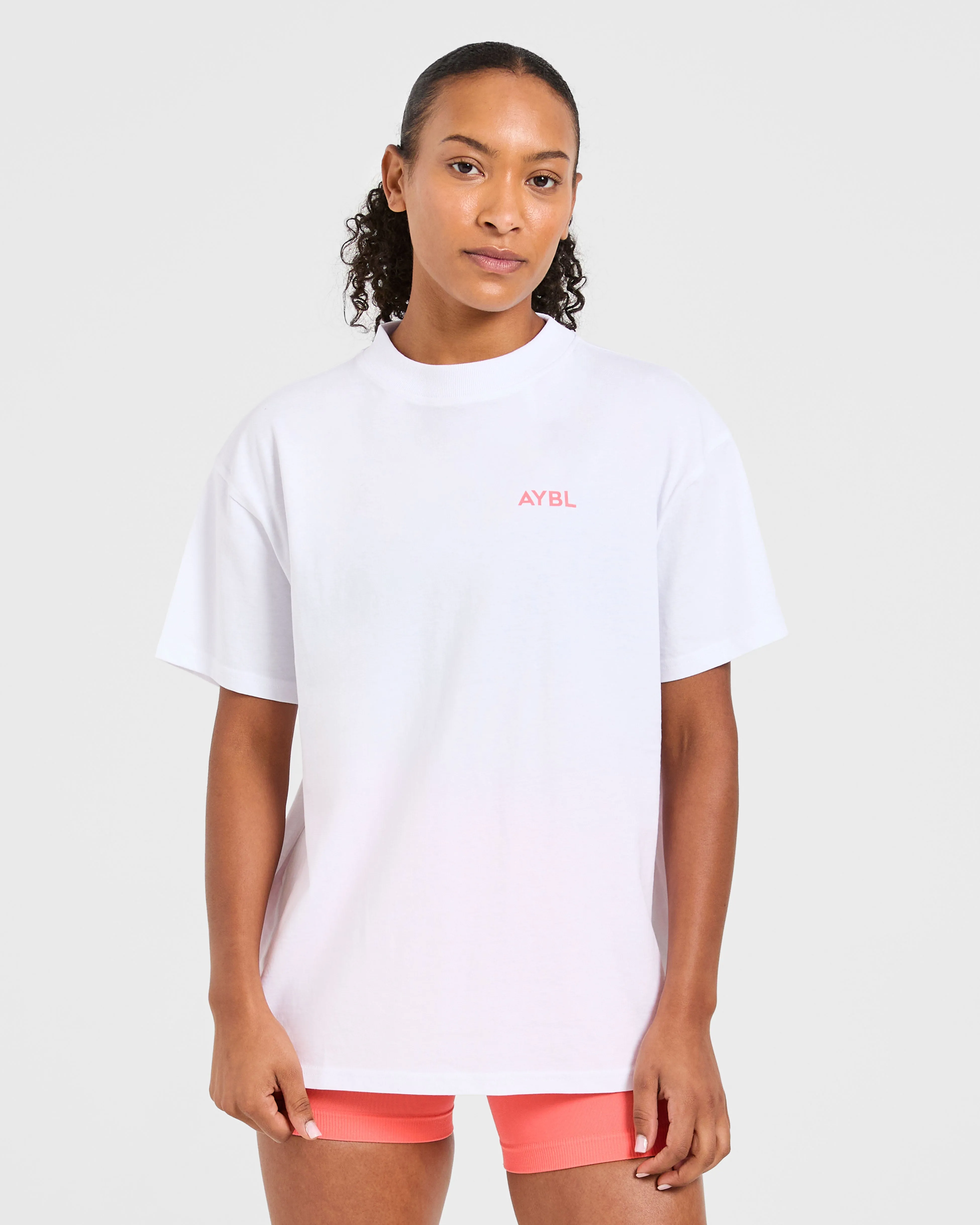 Lift Graphic Oversized T Shirt - White/Coral Peach sold by AYBL product image thumbnail 2