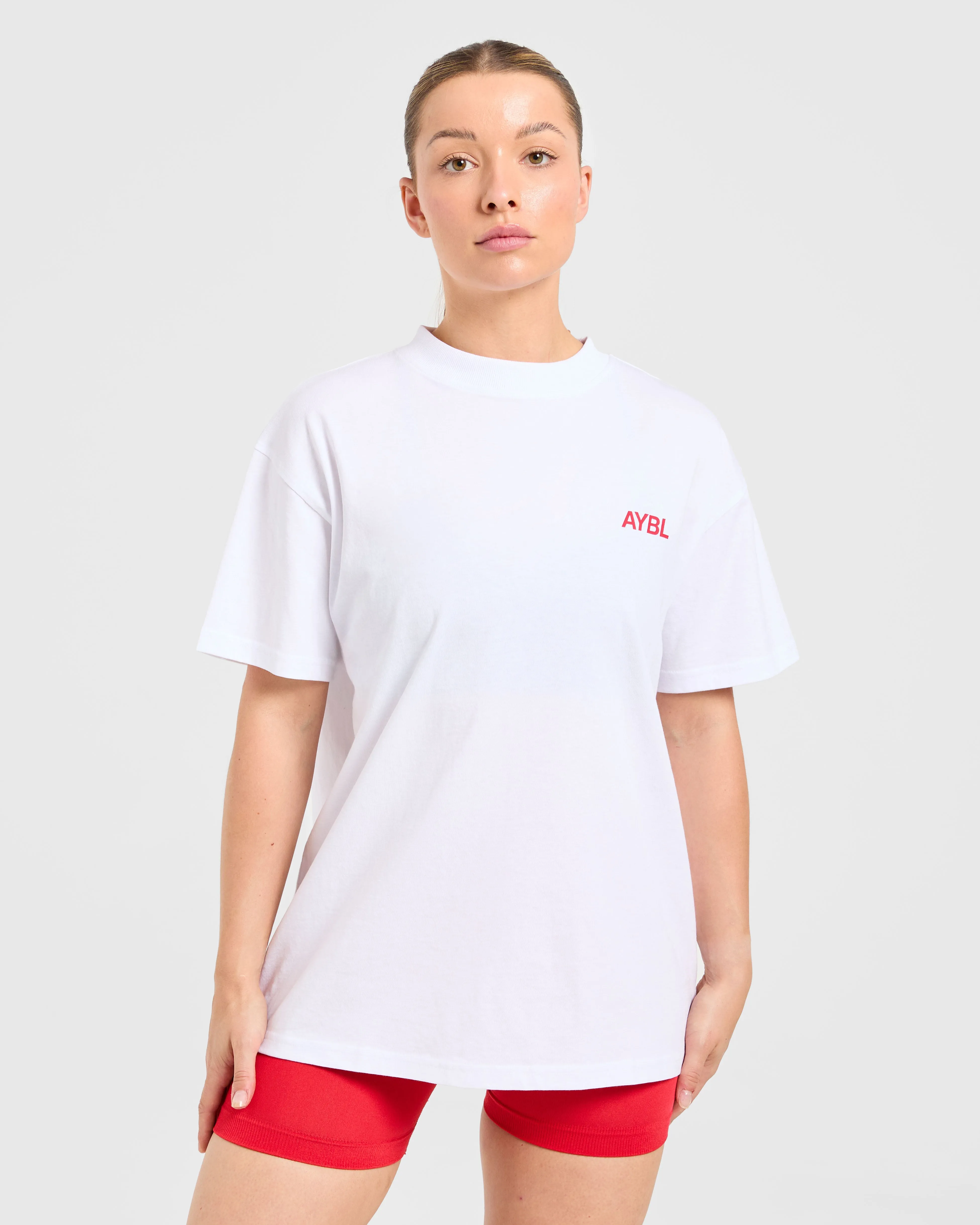 AYBL Sports Club Oversized T Shirt - White/True Red sold by AYBL product image thumbnail 2