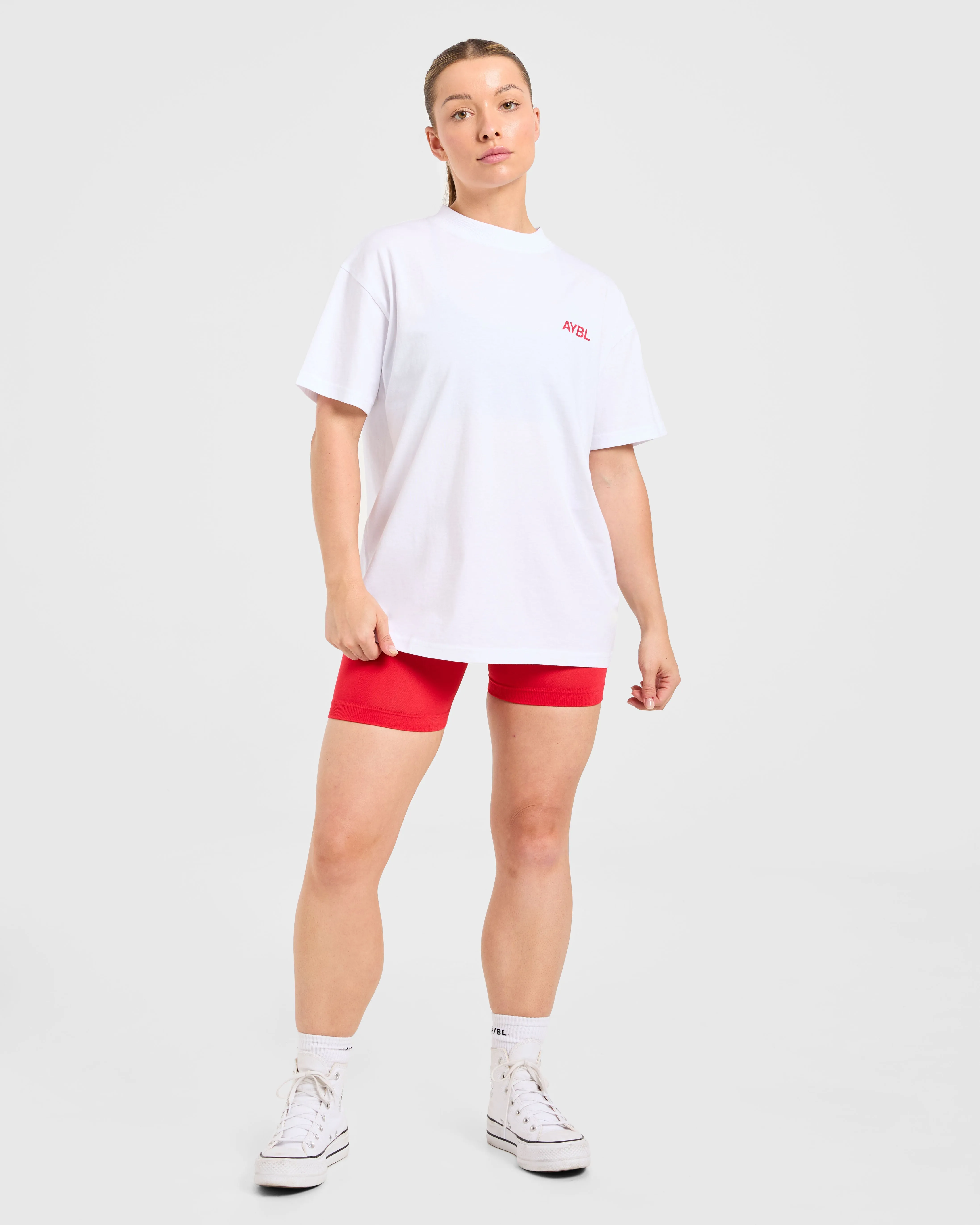 AYBL Sports Club Oversized T Shirt - White/True Red sold by AYBL product image thumbnail 3