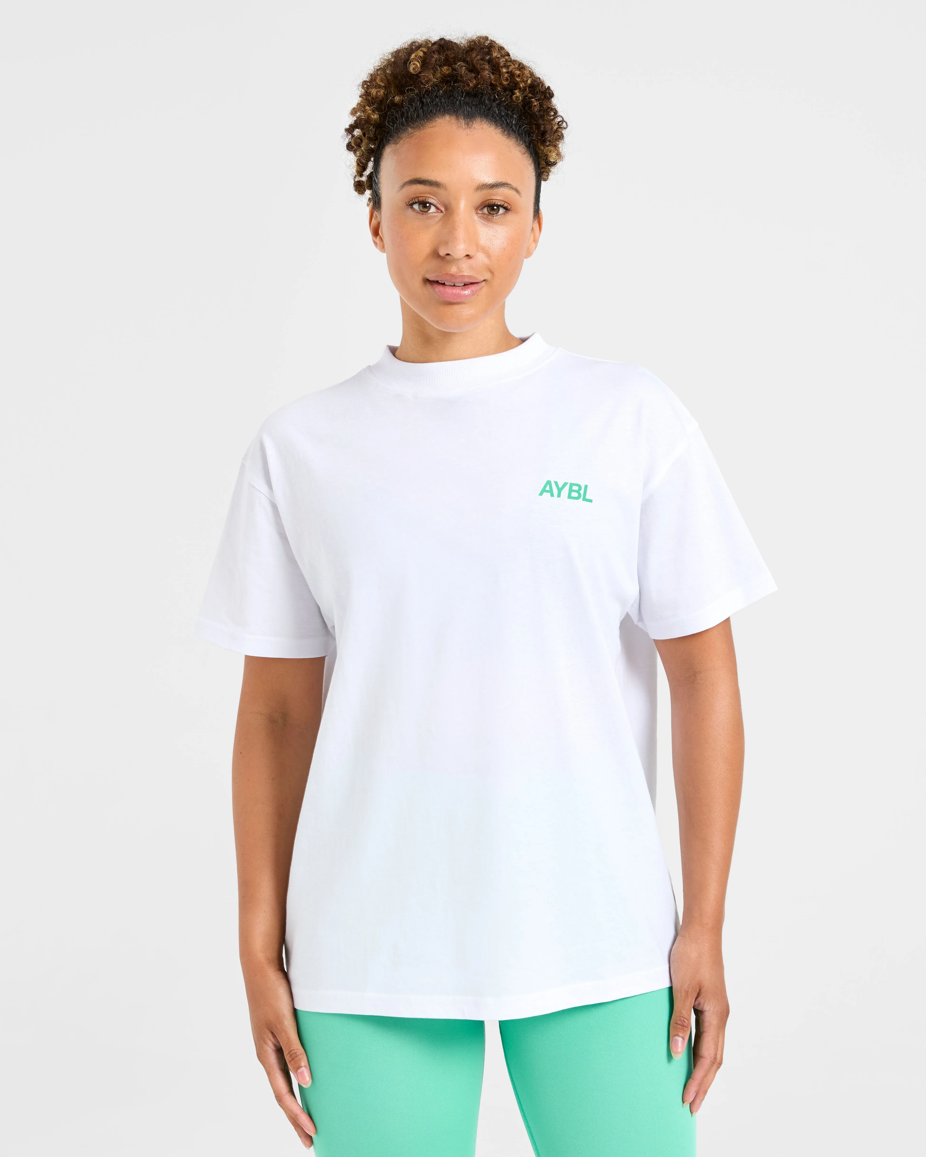 AYBL Sports Club Oversized T Shirt - White/Racing Green sold by AYBL product image thumbnail 2
