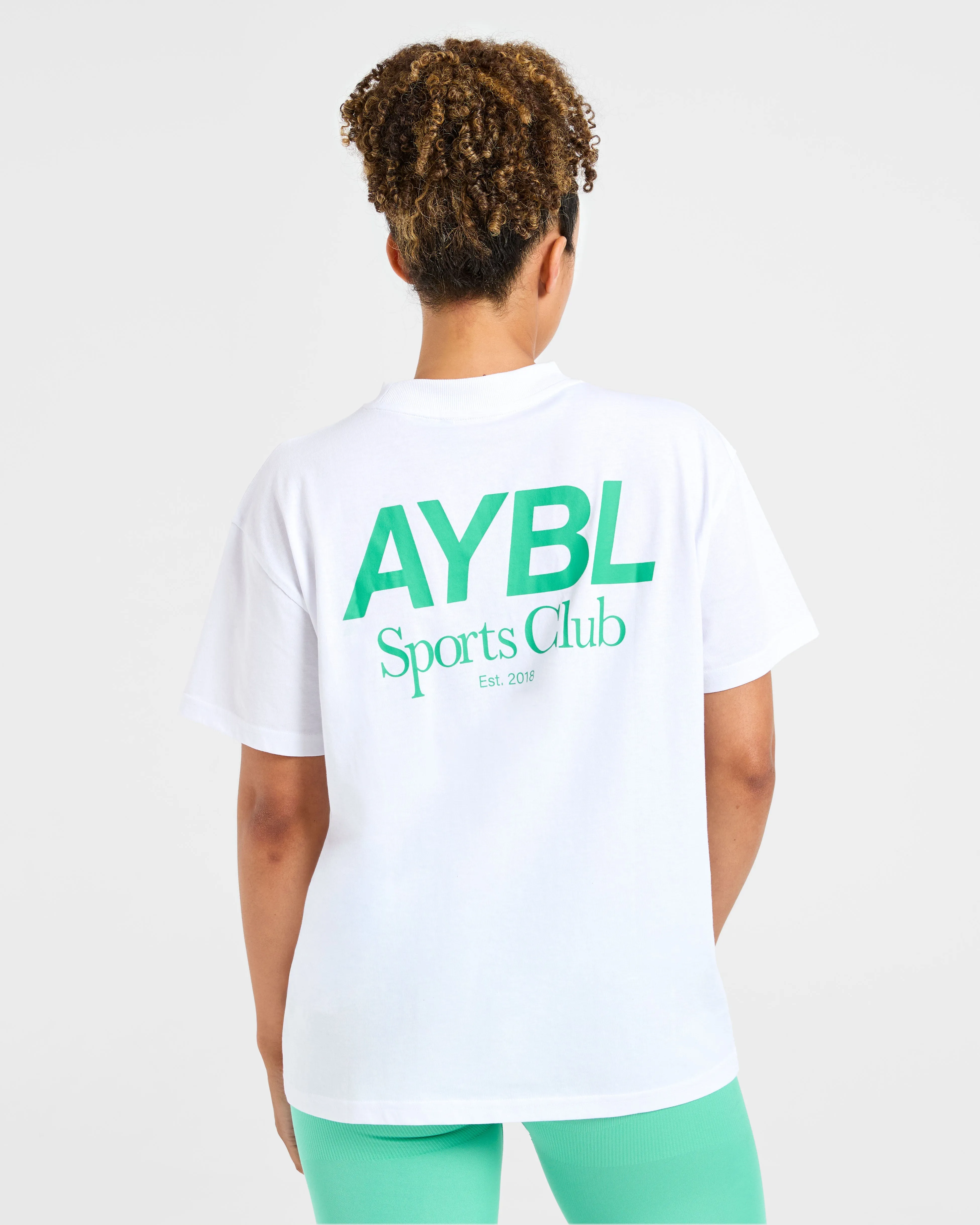 AYBL Sports Club Oversized T Shirt - White/Racing Green sold by AYBL