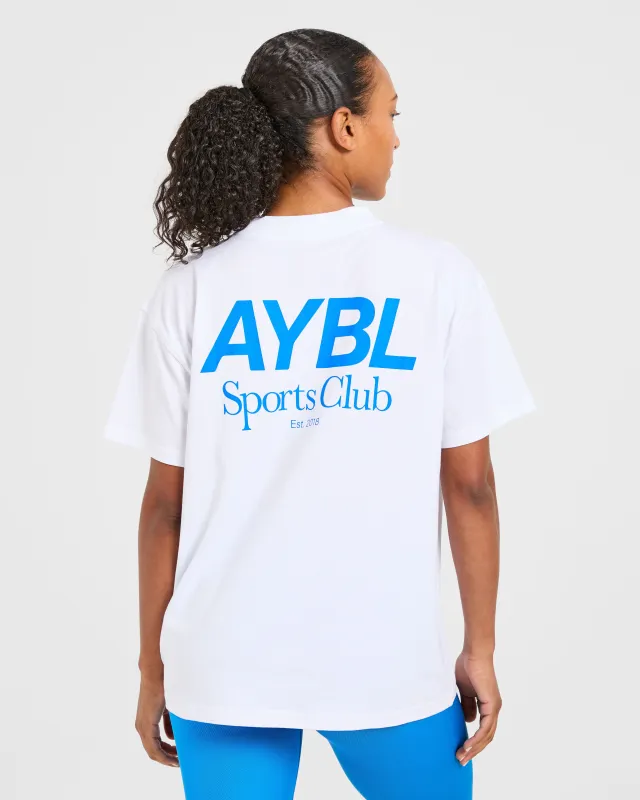 AYBL Sports Club Oversized T Shirt - White/Cobalt sold by AYBL
