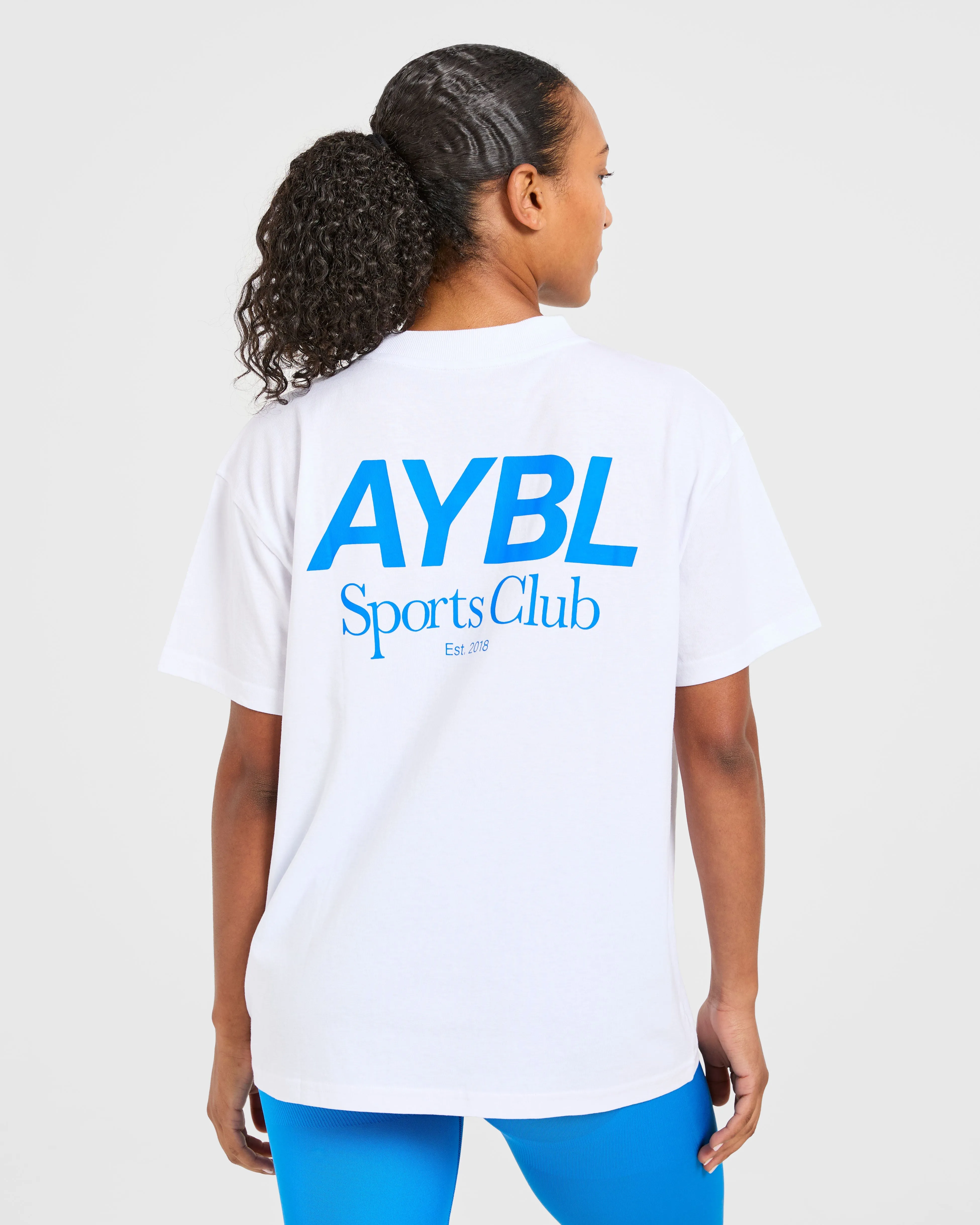 AYBL Sports Club Oversized T Shirt - White/Cobalt sold by AYBL