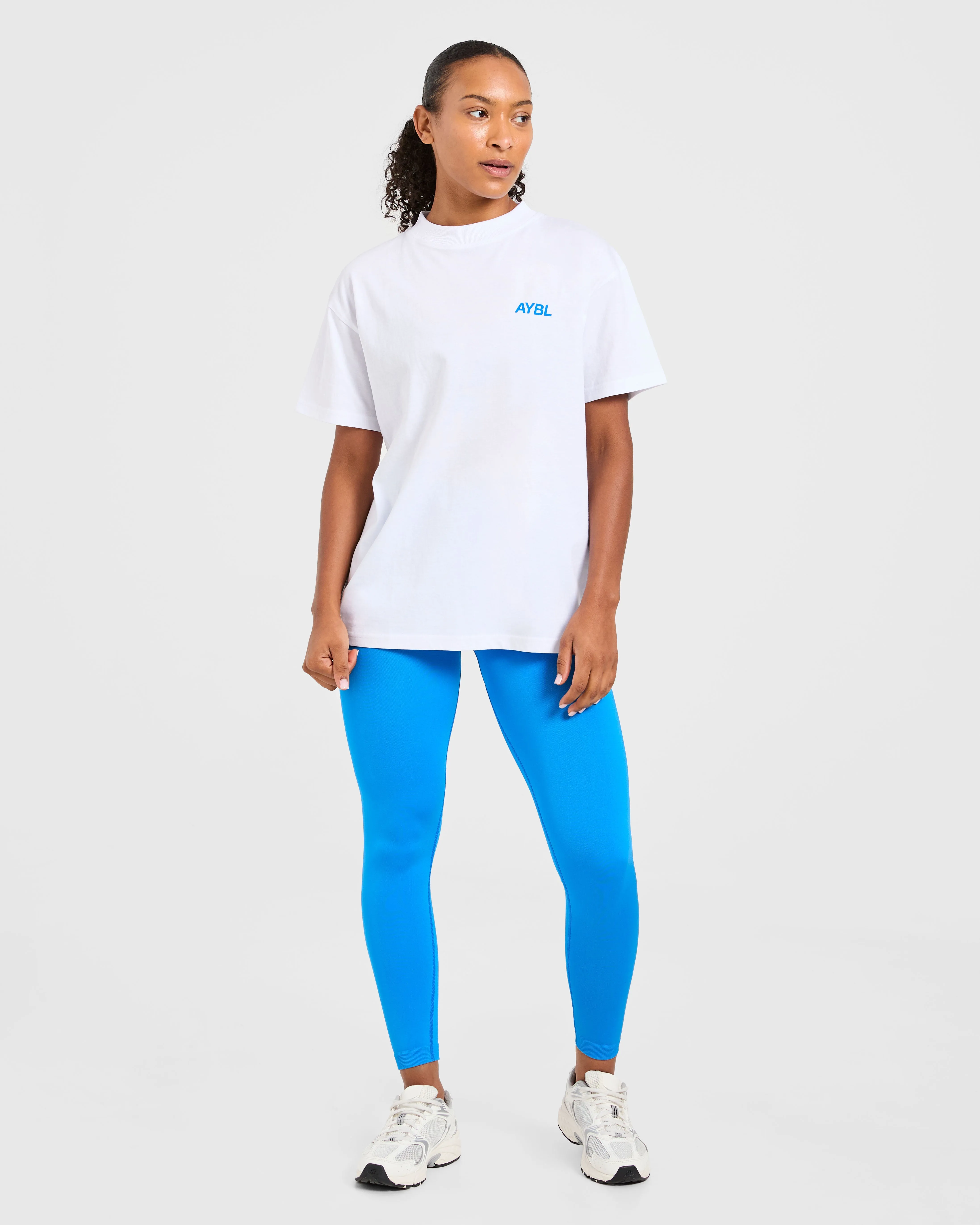 AYBL Sports Club Oversized T Shirt - White/Cobalt sold by AYBL product image thumbnail 3