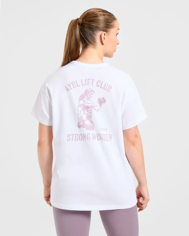 Strong Women Graphic Oversized T Shirt - White/Lilac sold by AYBL
