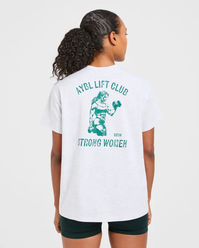 Strong Women Graphic Oversized T Shirt - Grey Marl/Green sold by AYBL
