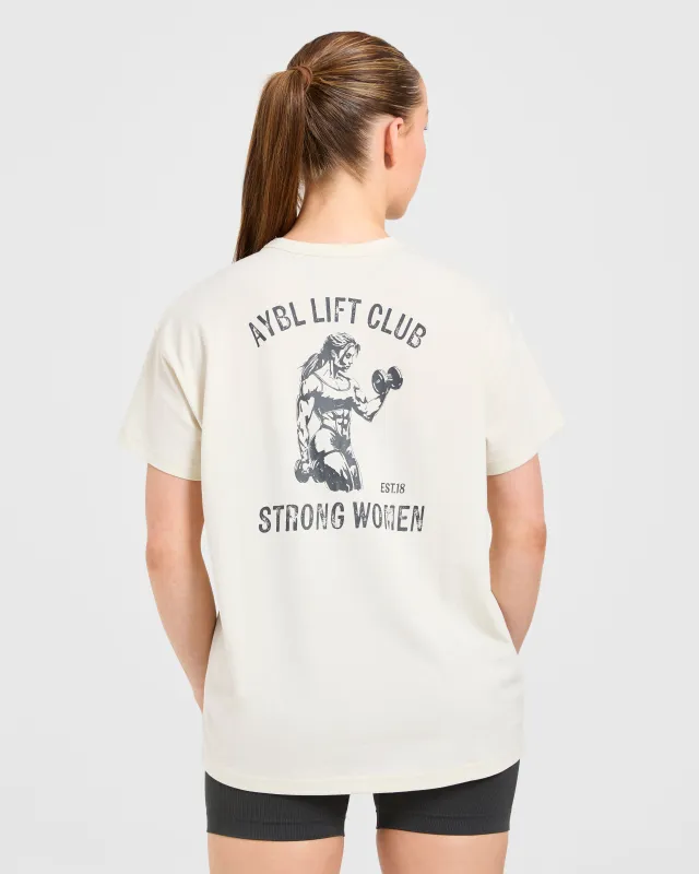 Strong Women Graphic Oversized T Shirt - Beige/Charcoal sold by AYBL