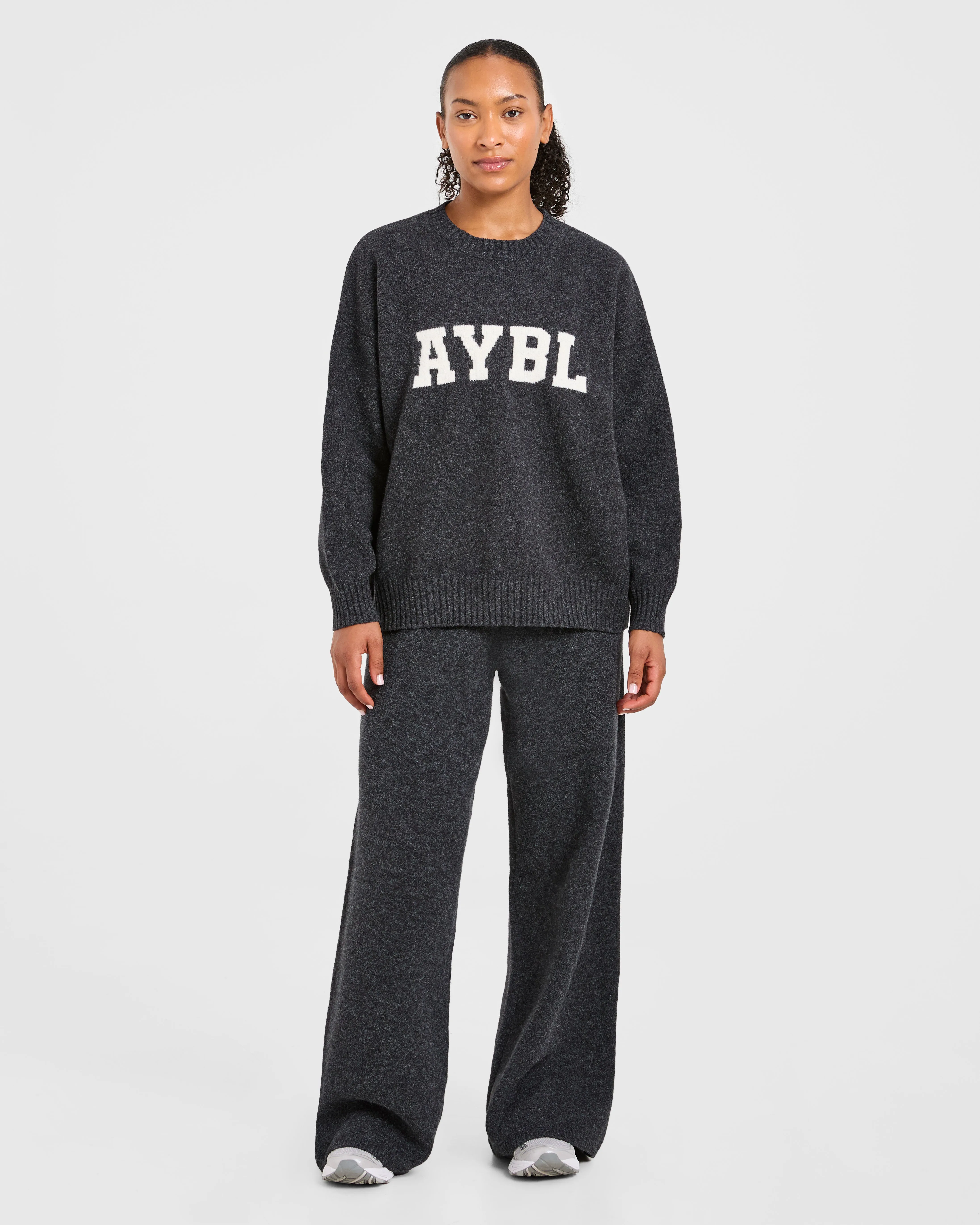 Varsity Oversized Knitted Joggers - Charcoal sold by AYBL product image thumbnail 3