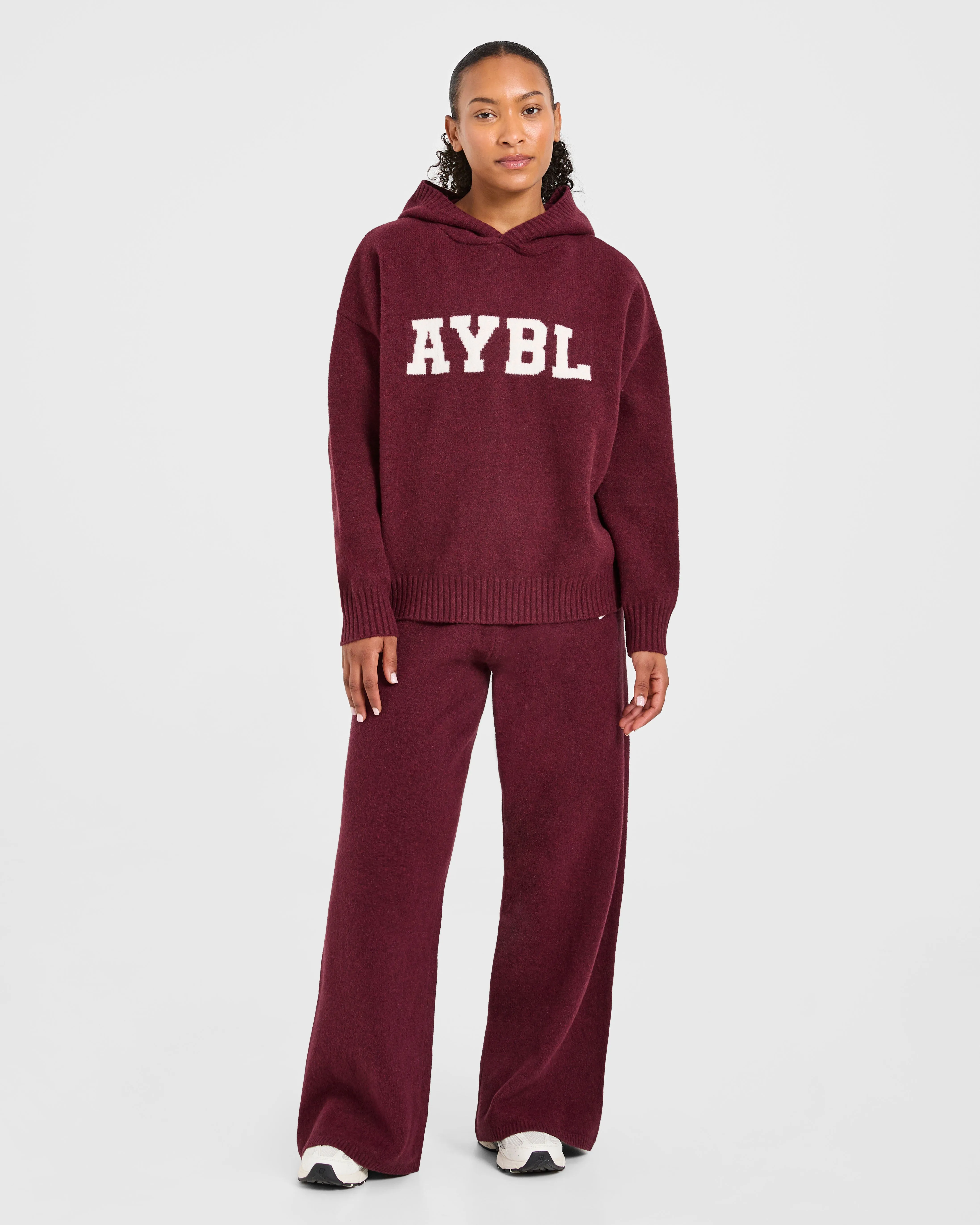 Varsity Oversized Knitted Joggers - Burgundy sold by AYBL product image thumbnail 3