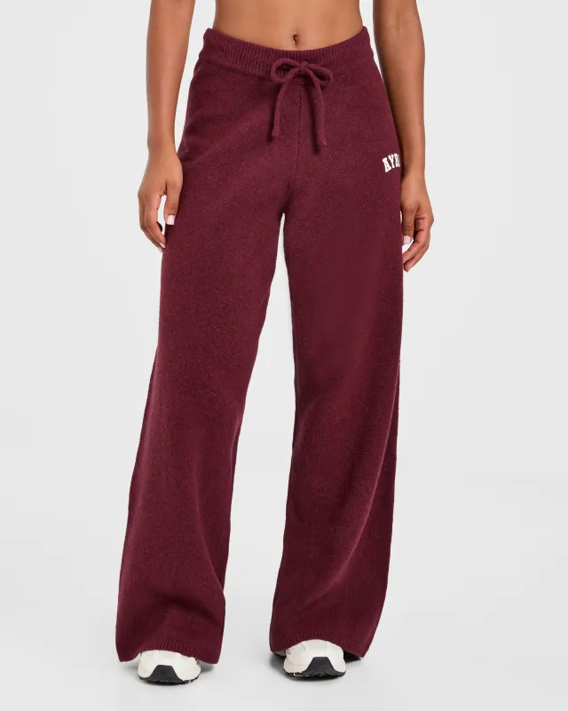Varsity Oversized Knitted Joggers - Burgundy sold by AYBL