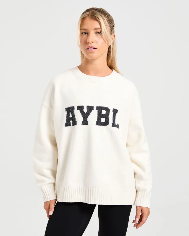 Varsity Oversized Knitted Sweater - Off White sold by AYBL