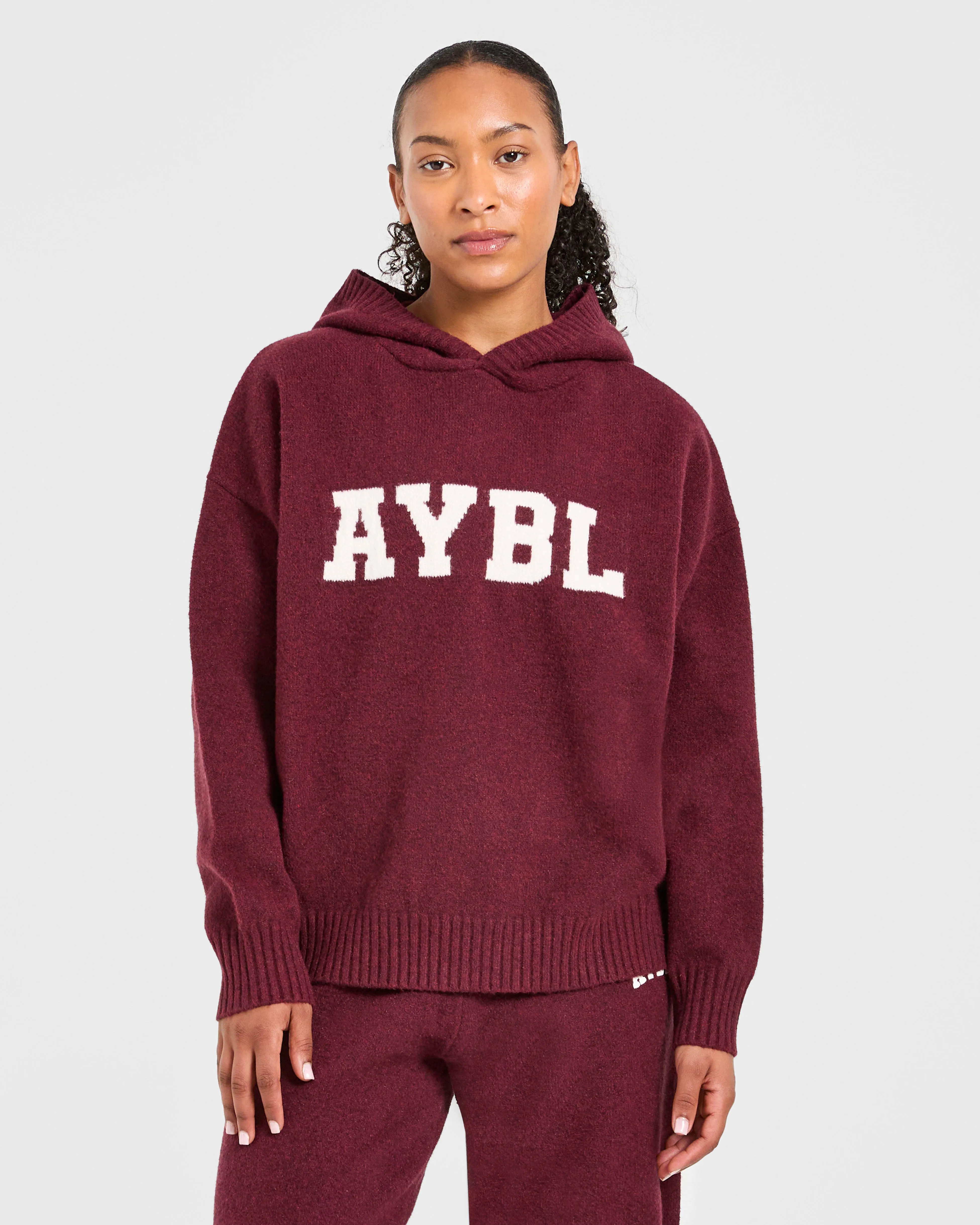Varsity Oversized Knitted Hoodie - Burgundy sold by AYBL