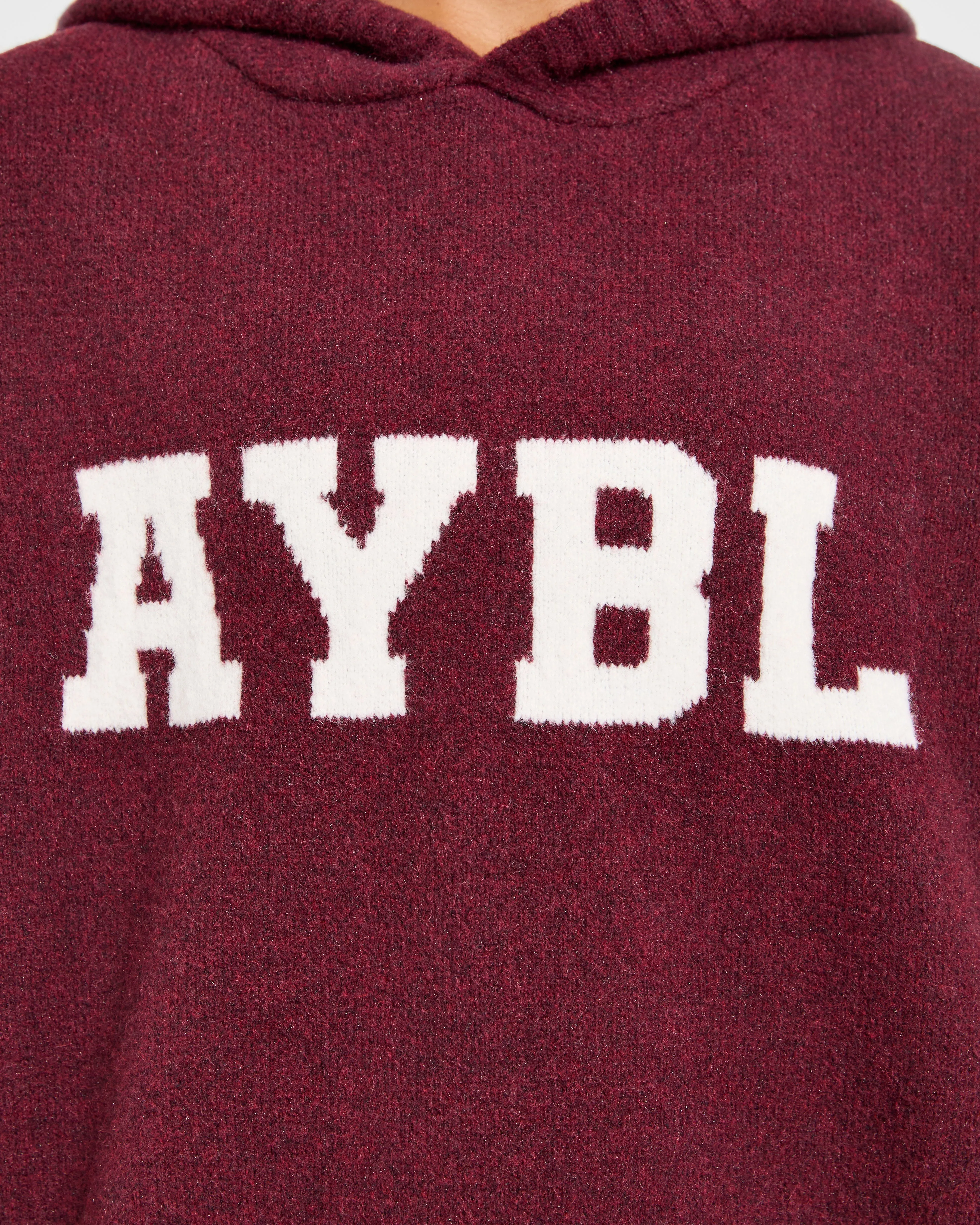 Varsity Oversized Knitted Hoodie - Burgundy sold by AYBL product image thumbnail 5