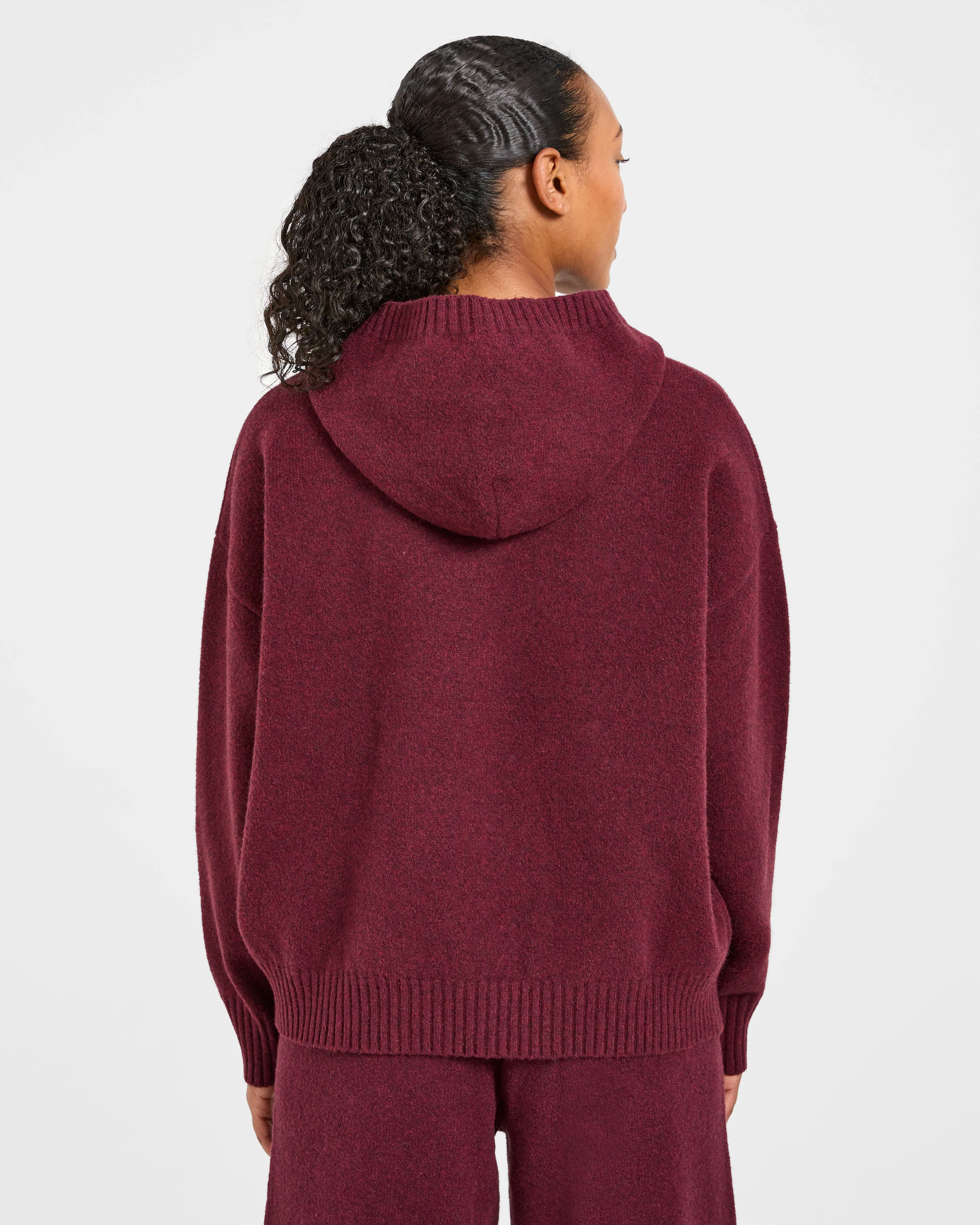 Varsity Oversized Knitted Hoodie - Burgundy sold by AYBL product image thumbnail 2