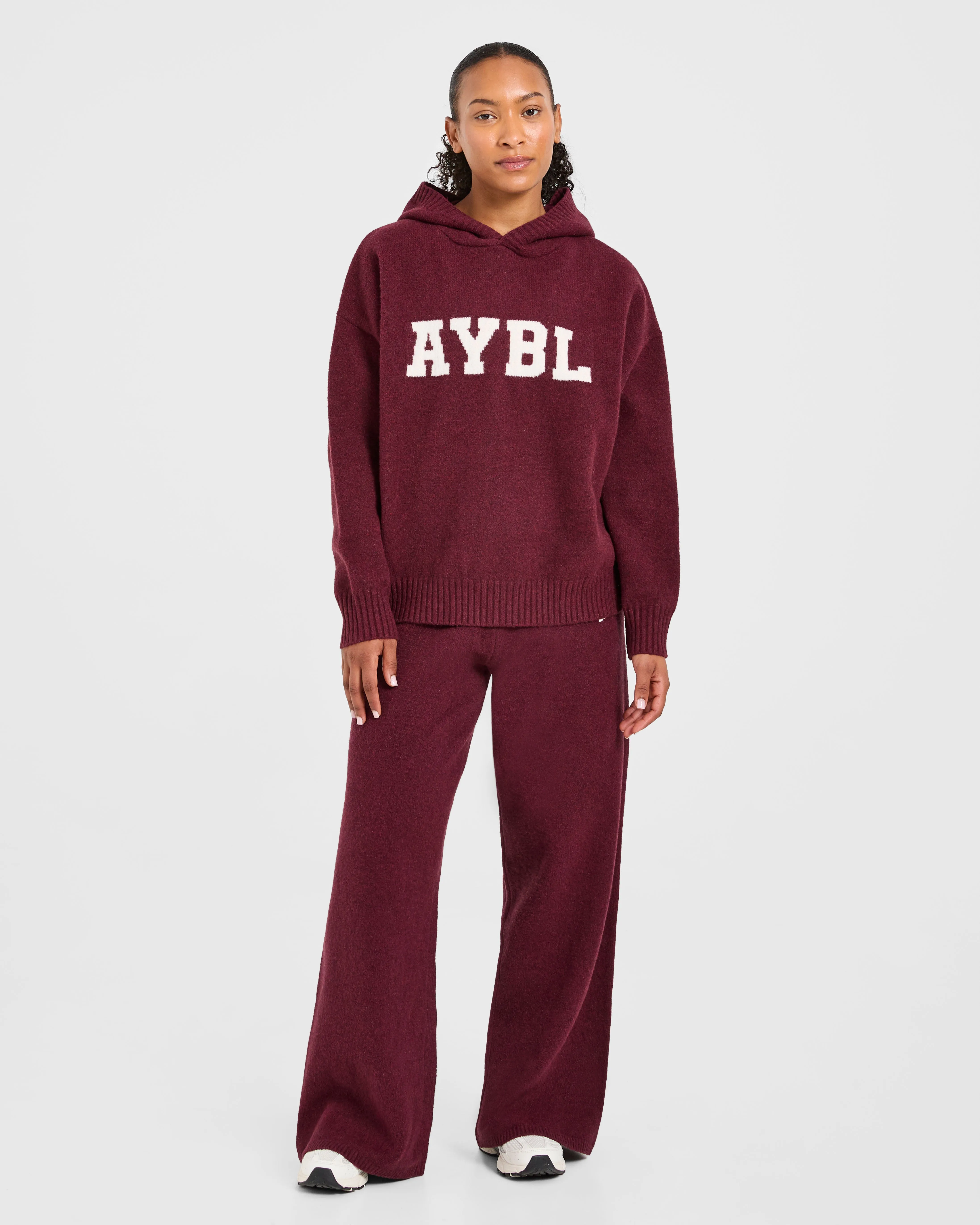 Varsity Oversized Knitted Hoodie - Burgundy sold by AYBL product image thumbnail 3