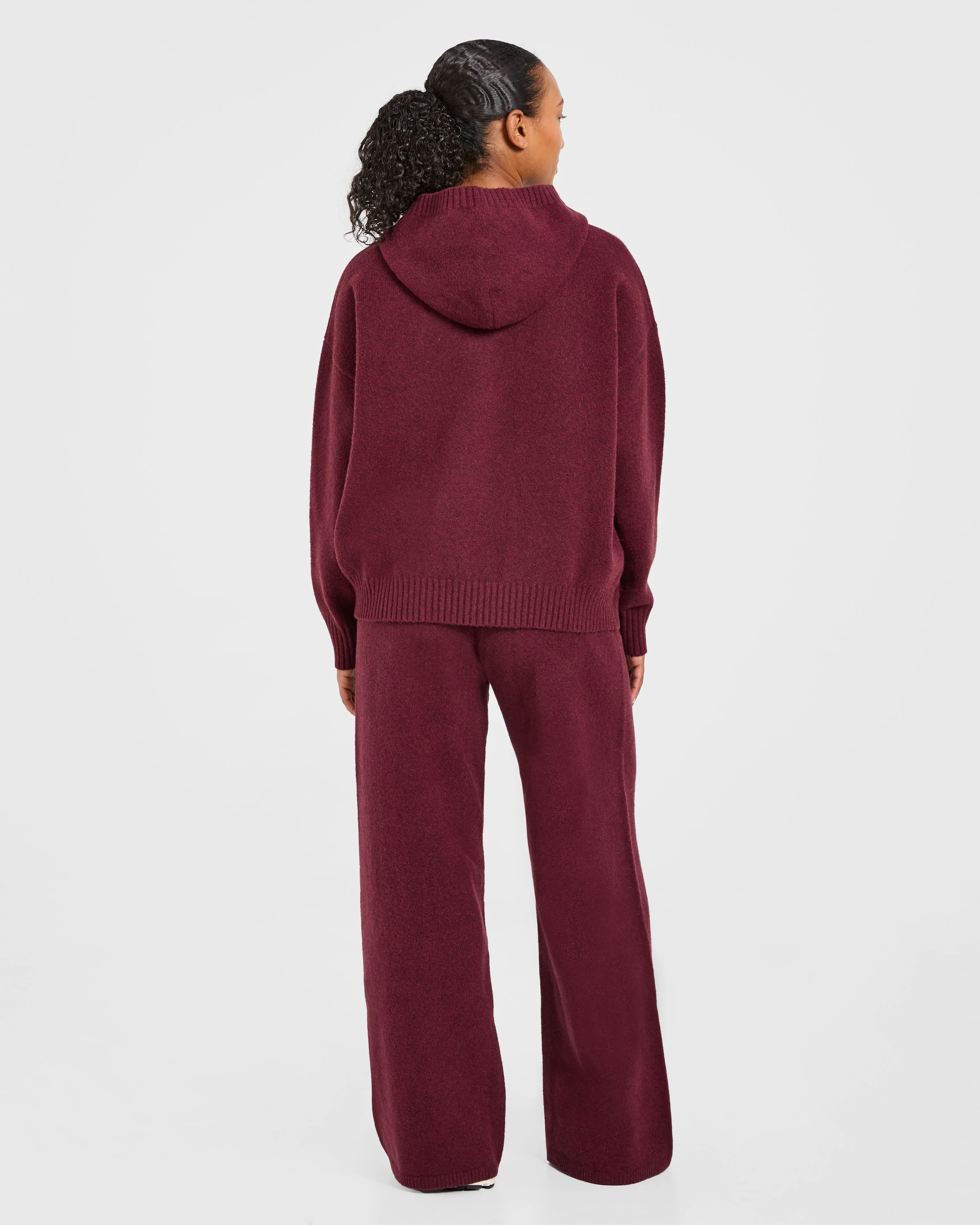 Varsity Oversized Knitted Hoodie - Burgundy sold by AYBL product image thumbnail 4