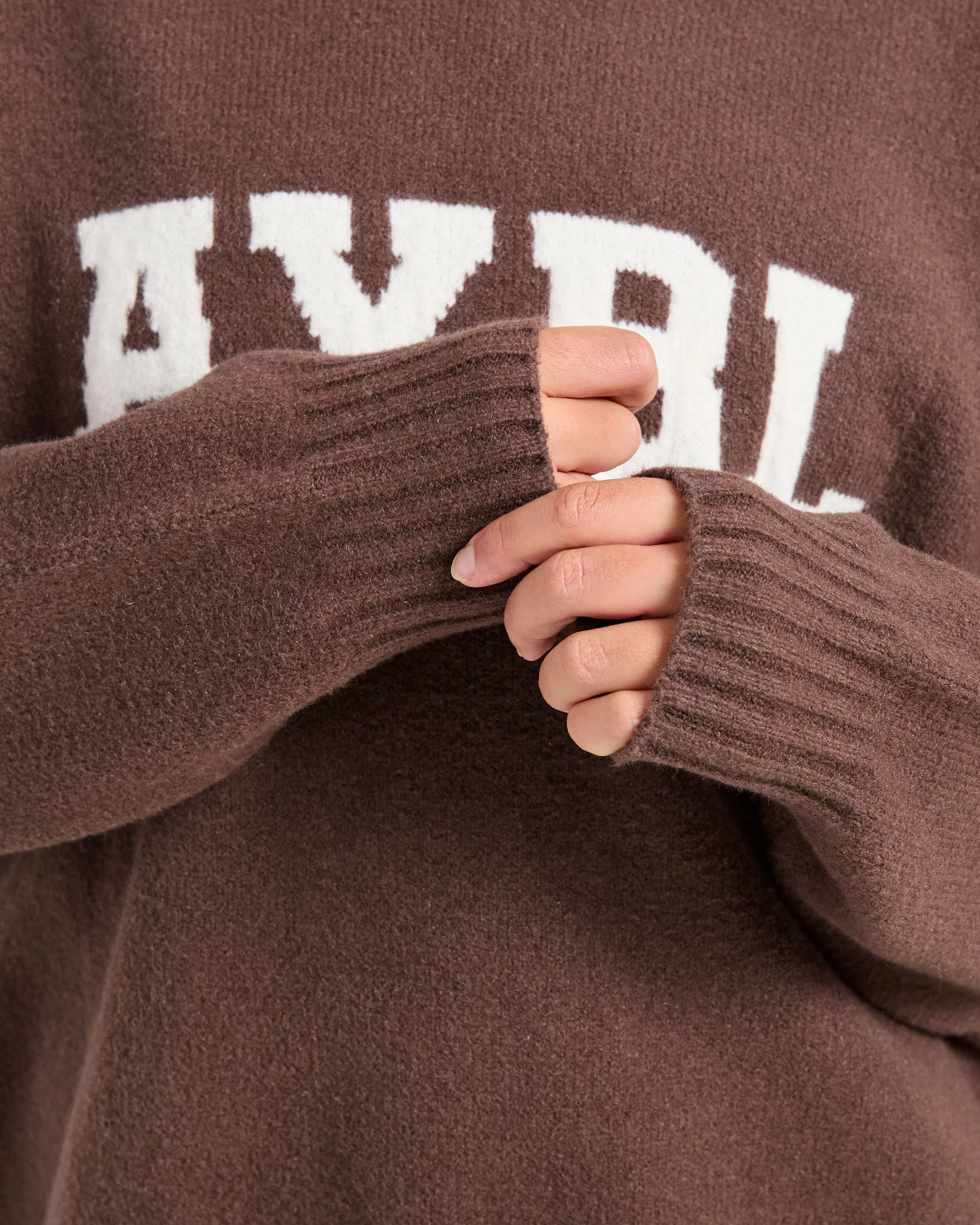 Varsity Oversized Knitted Hoodie - Brown sold by AYBL product image thumbnail 5