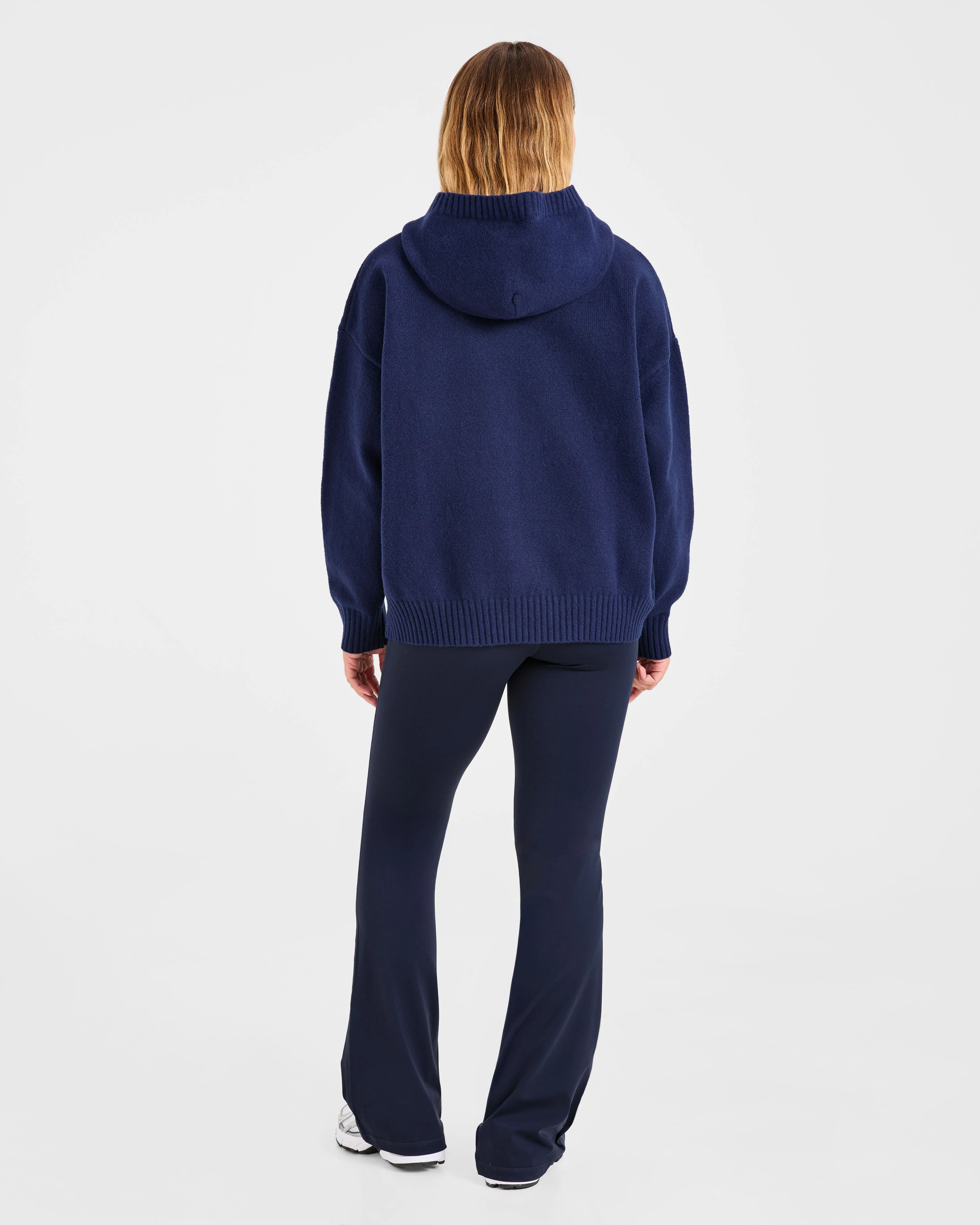 Varsity Minimal Logo Oversized Knitted Hoodie - Navy sold by AYBL product image thumbnail 4