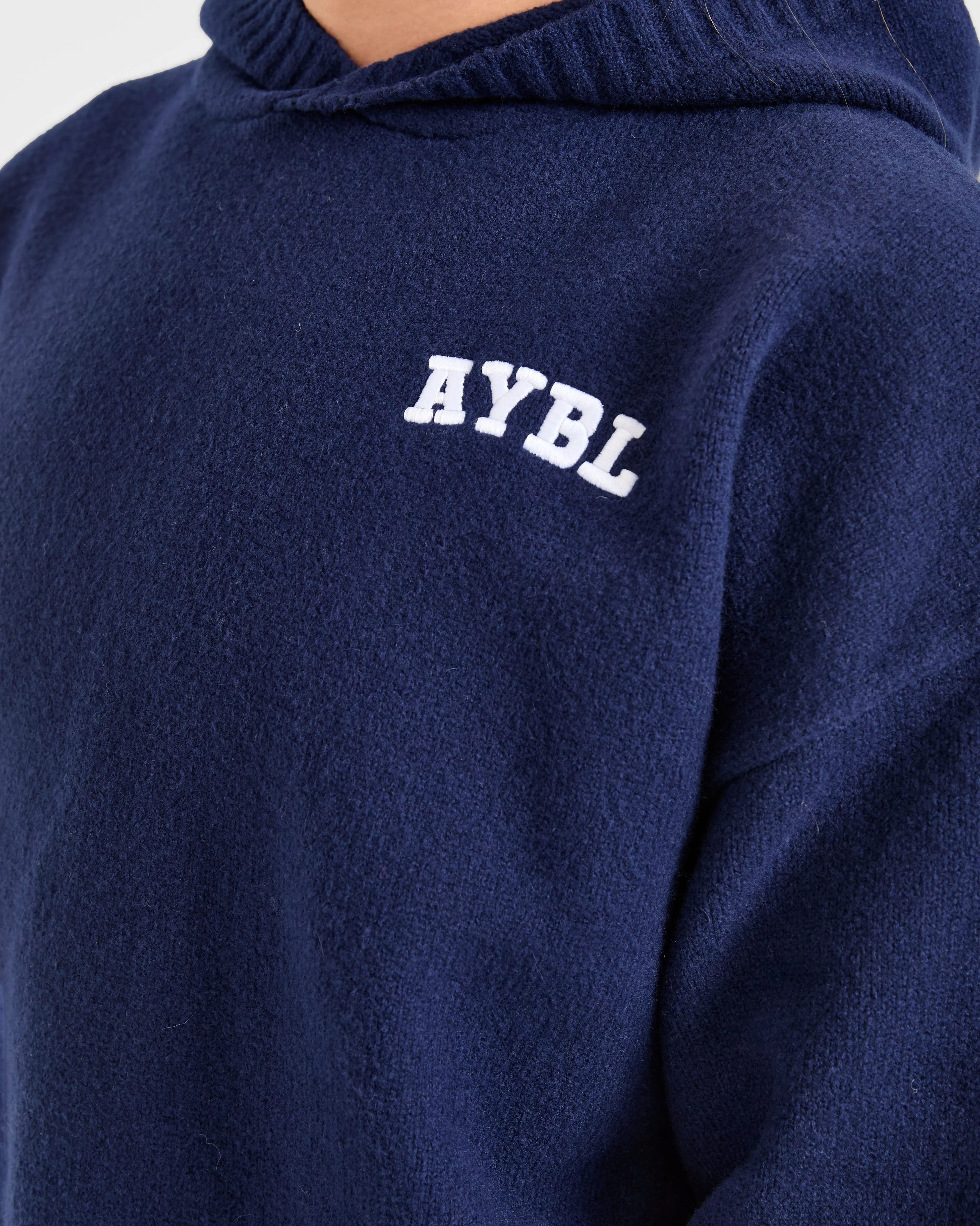 Varsity Minimal Logo Oversized Knitted Hoodie - Navy sold by AYBL product image thumbnail 5