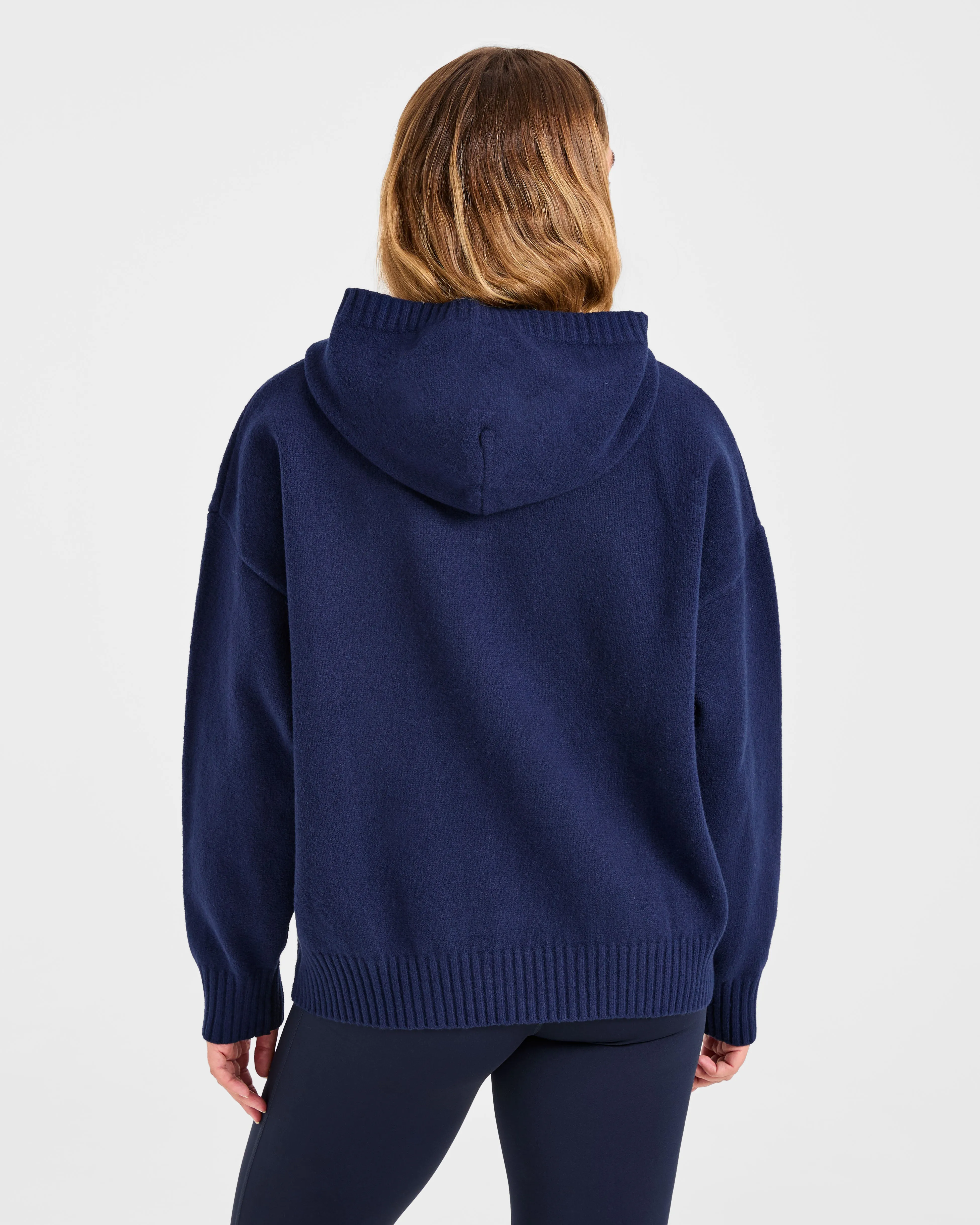 Varsity Minimal Logo Oversized Knitted Hoodie - Navy sold by AYBL product image thumbnail 2