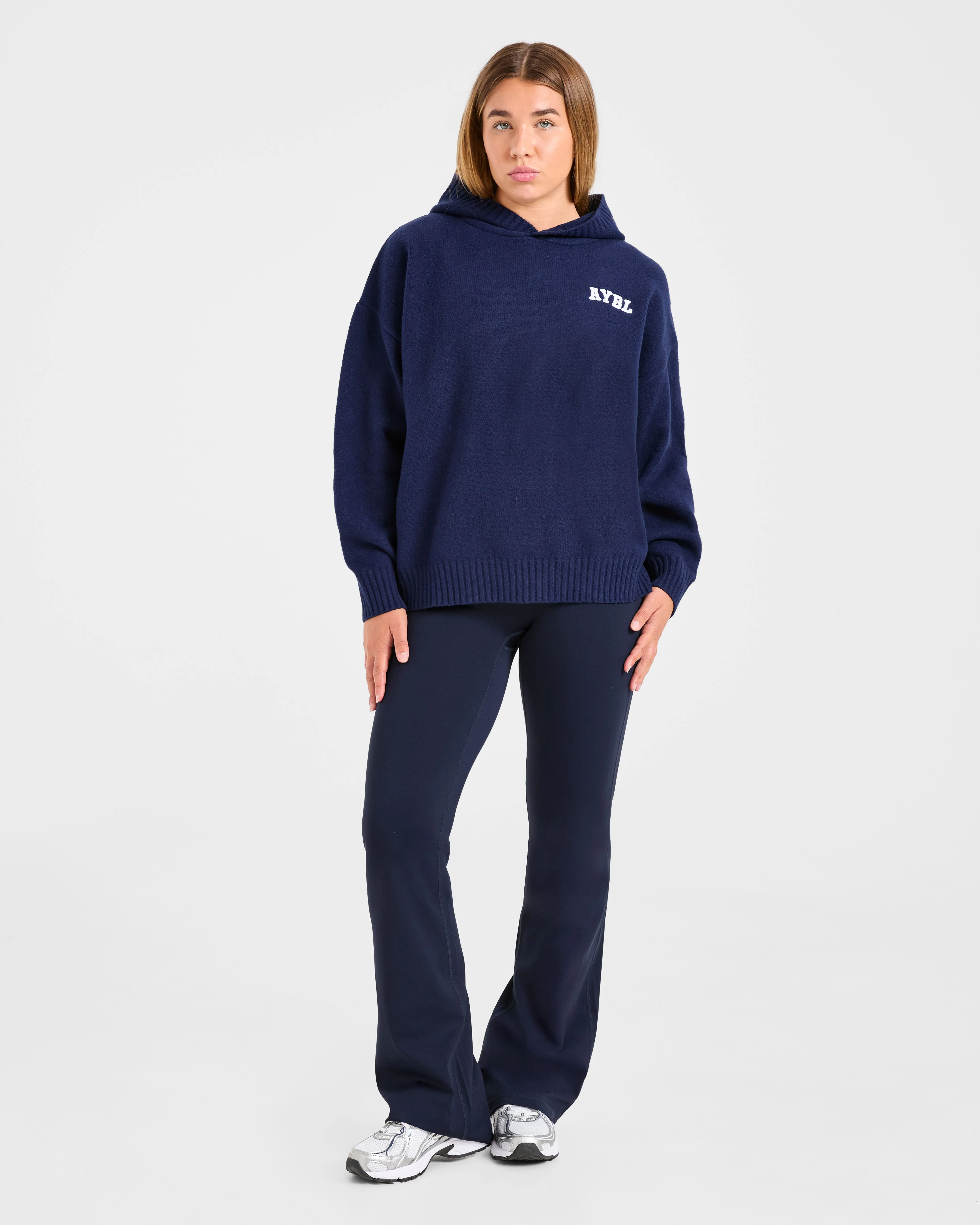 Varsity Minimal Logo Oversized Knitted Hoodie - Navy sold by AYBL product image thumbnail 3
