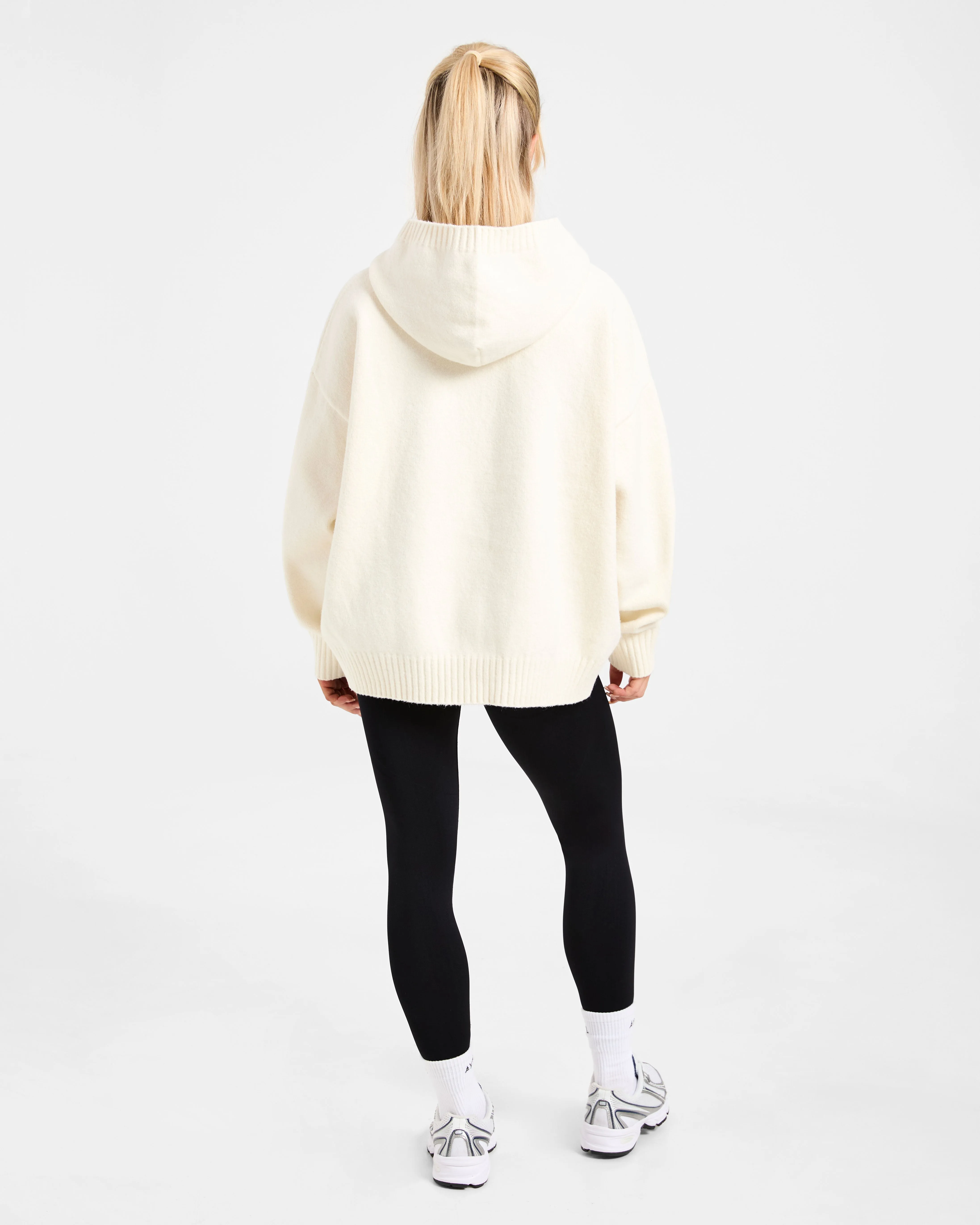 Varsity Minimal Logo Oversized Knitted Hoodie - Cream sold by AYBL product image thumbnail 4