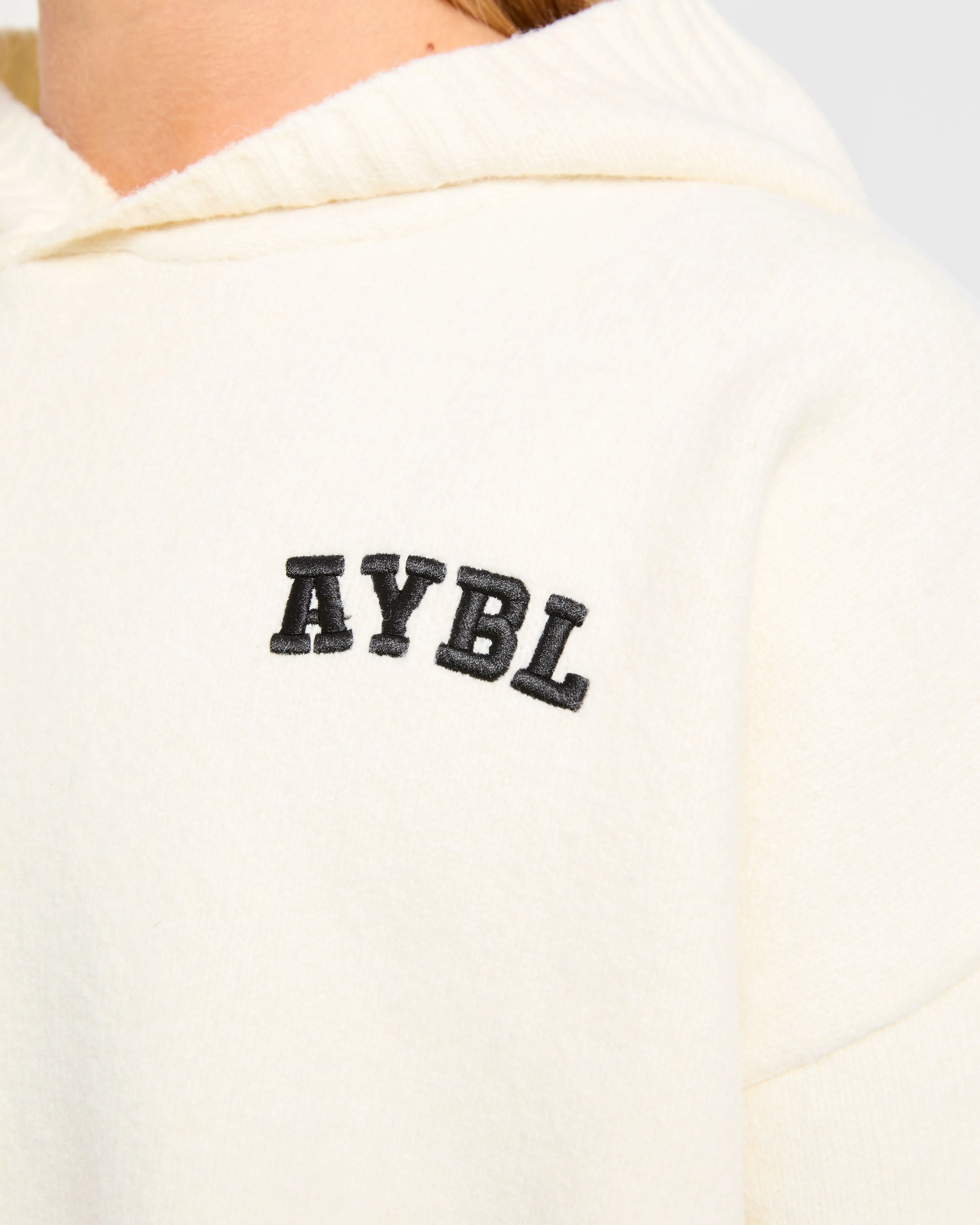 Varsity Minimal Logo Oversized Knitted Hoodie - Cream sold by AYBL product image thumbnail 5