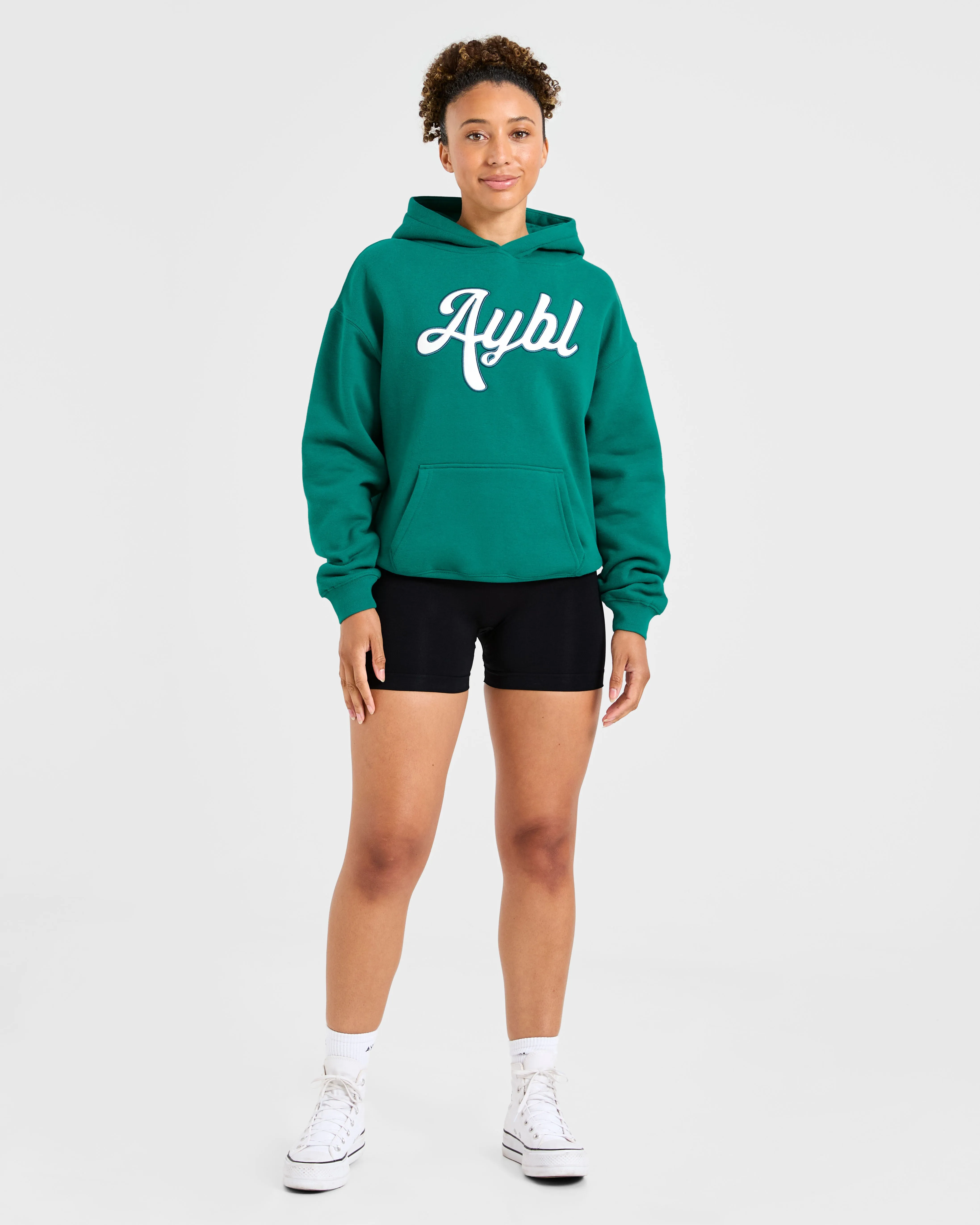 Script Embroidered Oversized Hoodie - Sports Green sold by AYBL product image thumbnail 3