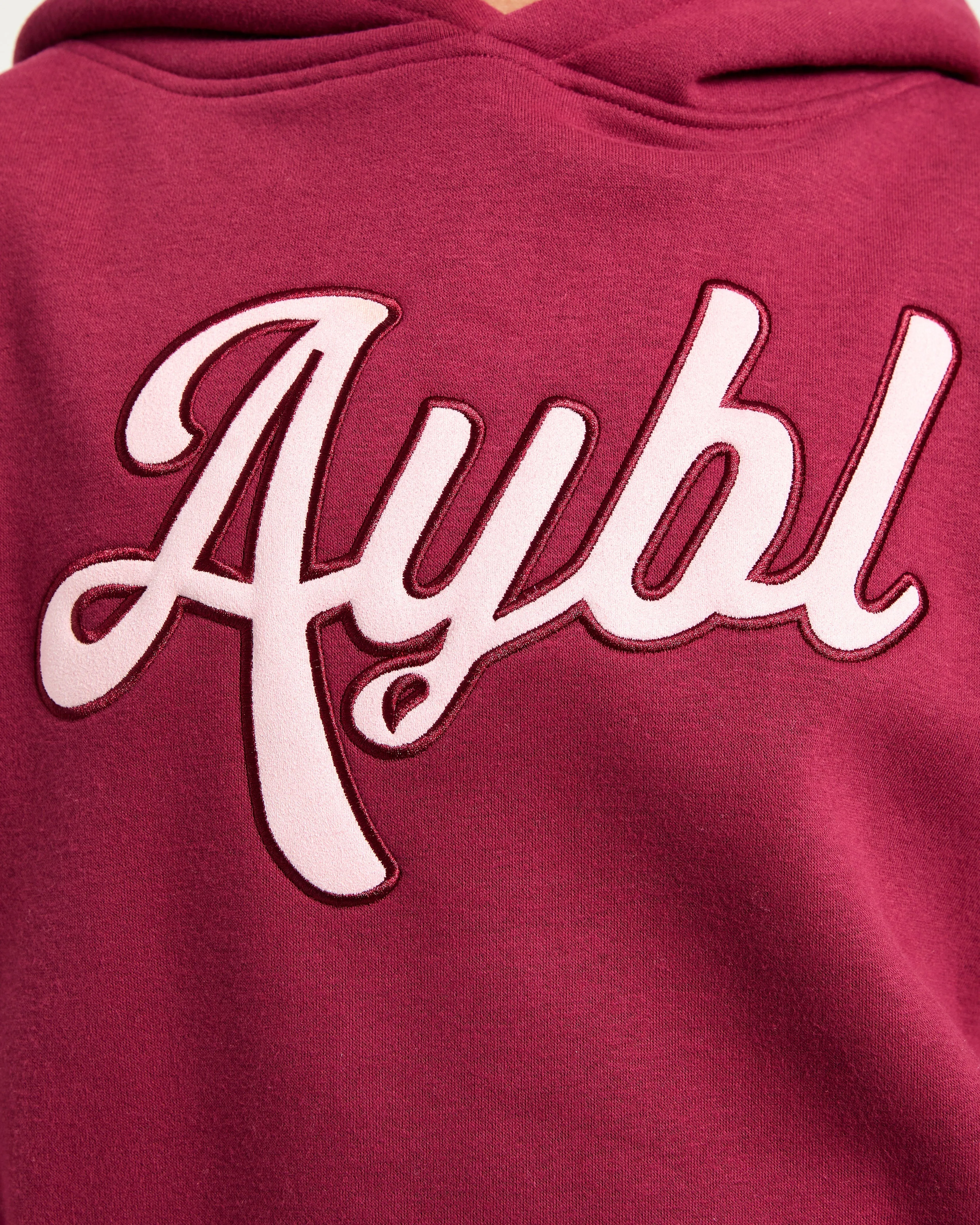 Script Embroidered Oversized Hoodie - Burgundy/Pink sold by AYBL product image thumbnail 5