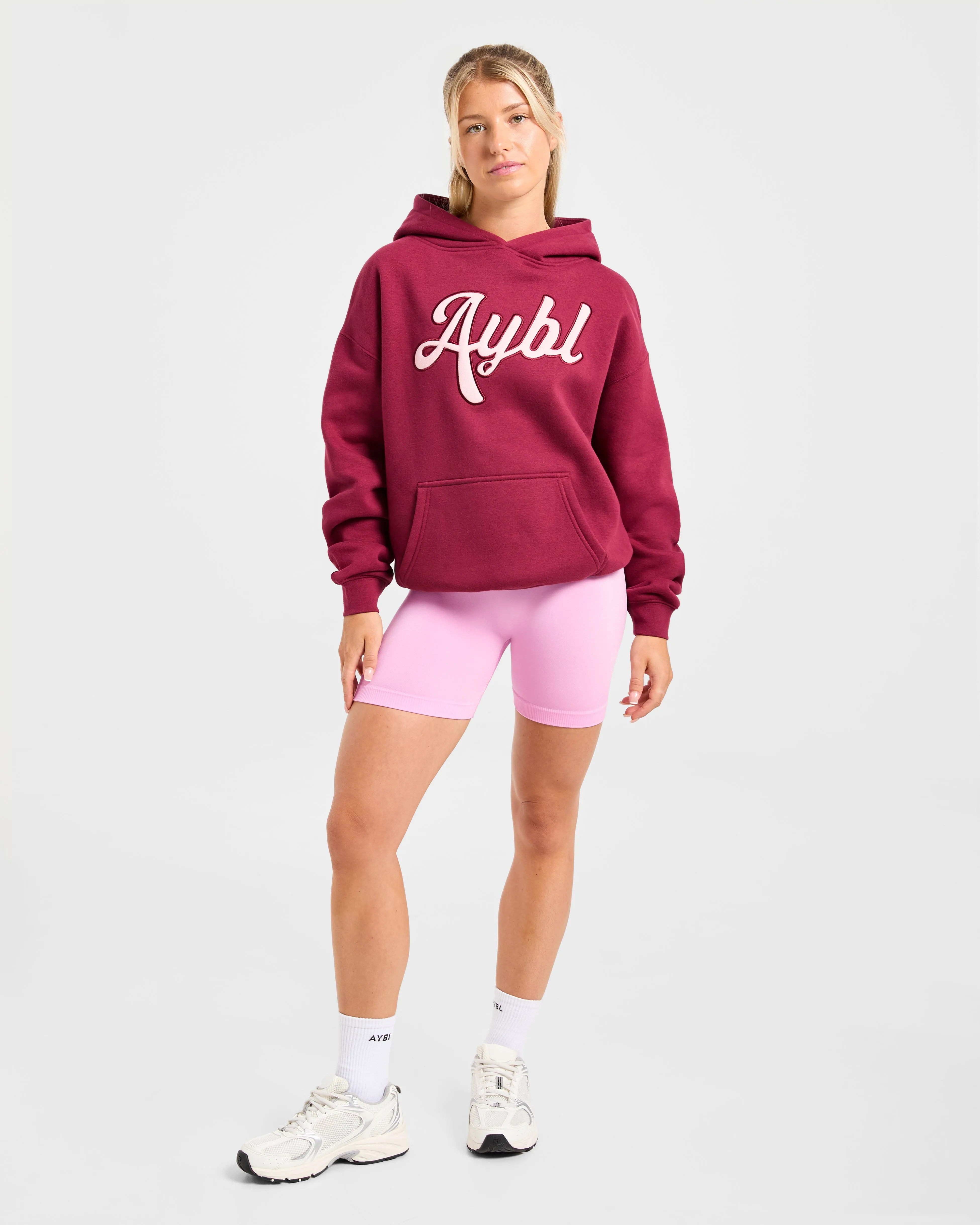 Script Embroidered Oversized Hoodie - Burgundy/Pink sold by AYBL product image thumbnail 3
