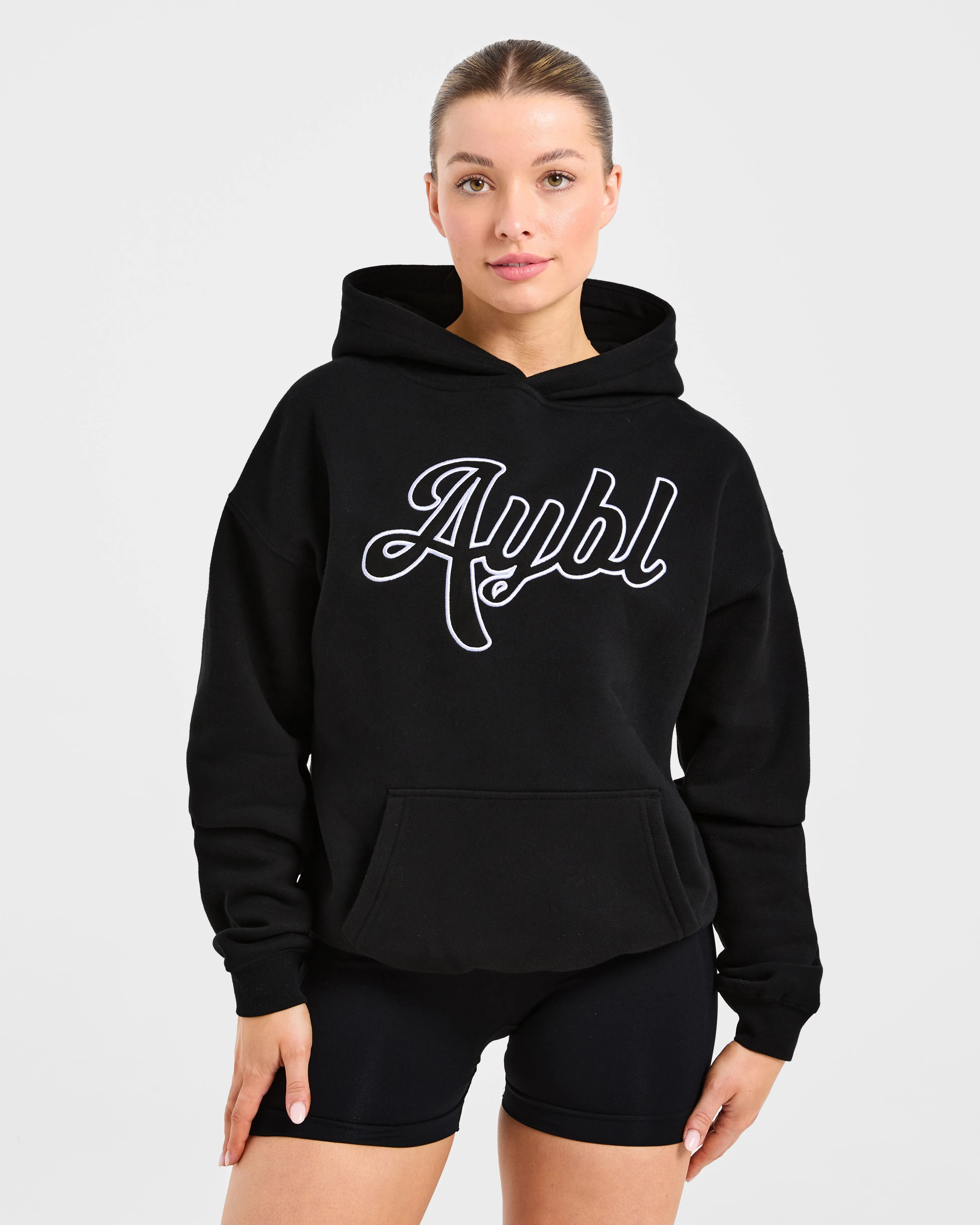 Script Embroidered Oversized Hoodie - Black sold by AYBL