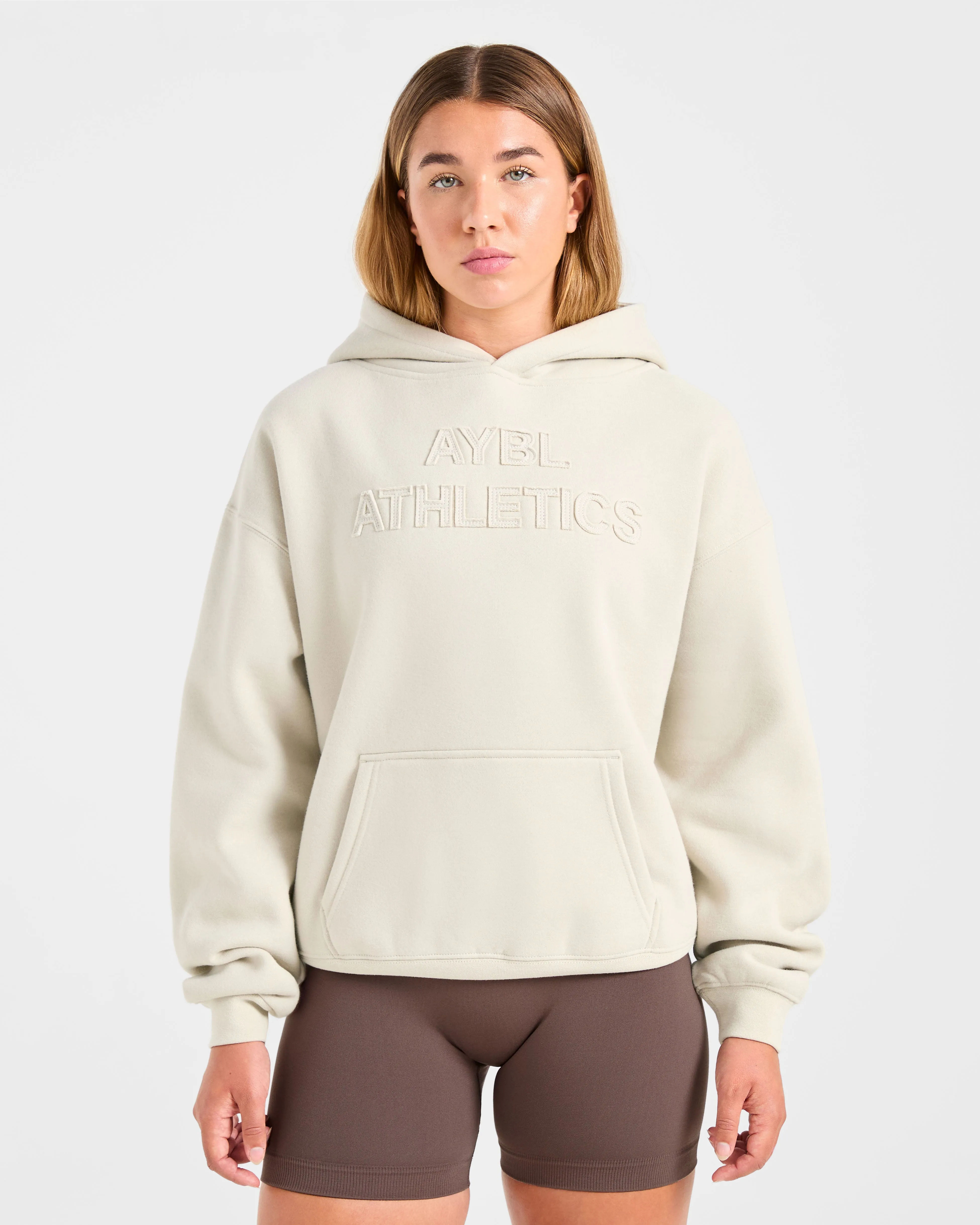 Athletics Applique Oversized Hoodie - Sand sold by AYBL