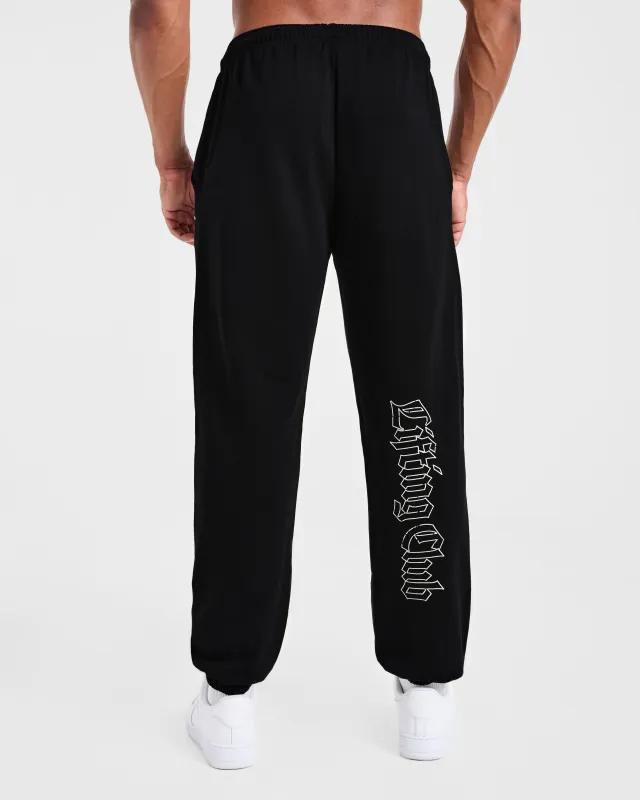 Lifting Club Gothic Oversized Joggers - Black/Off White made by AYBL