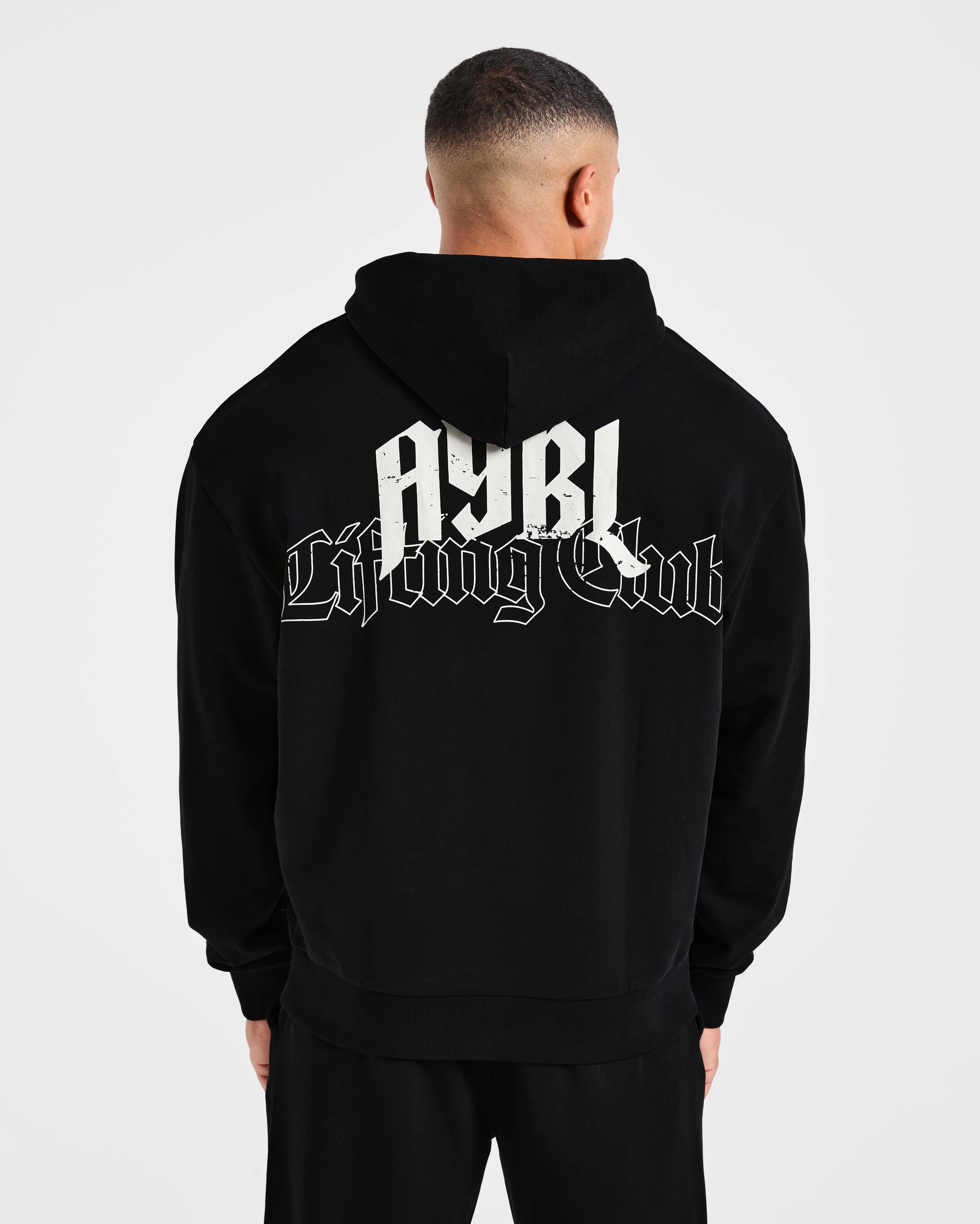Lifting Club Gothic Oversized Hoodie - Black/Off White sold by AYBL