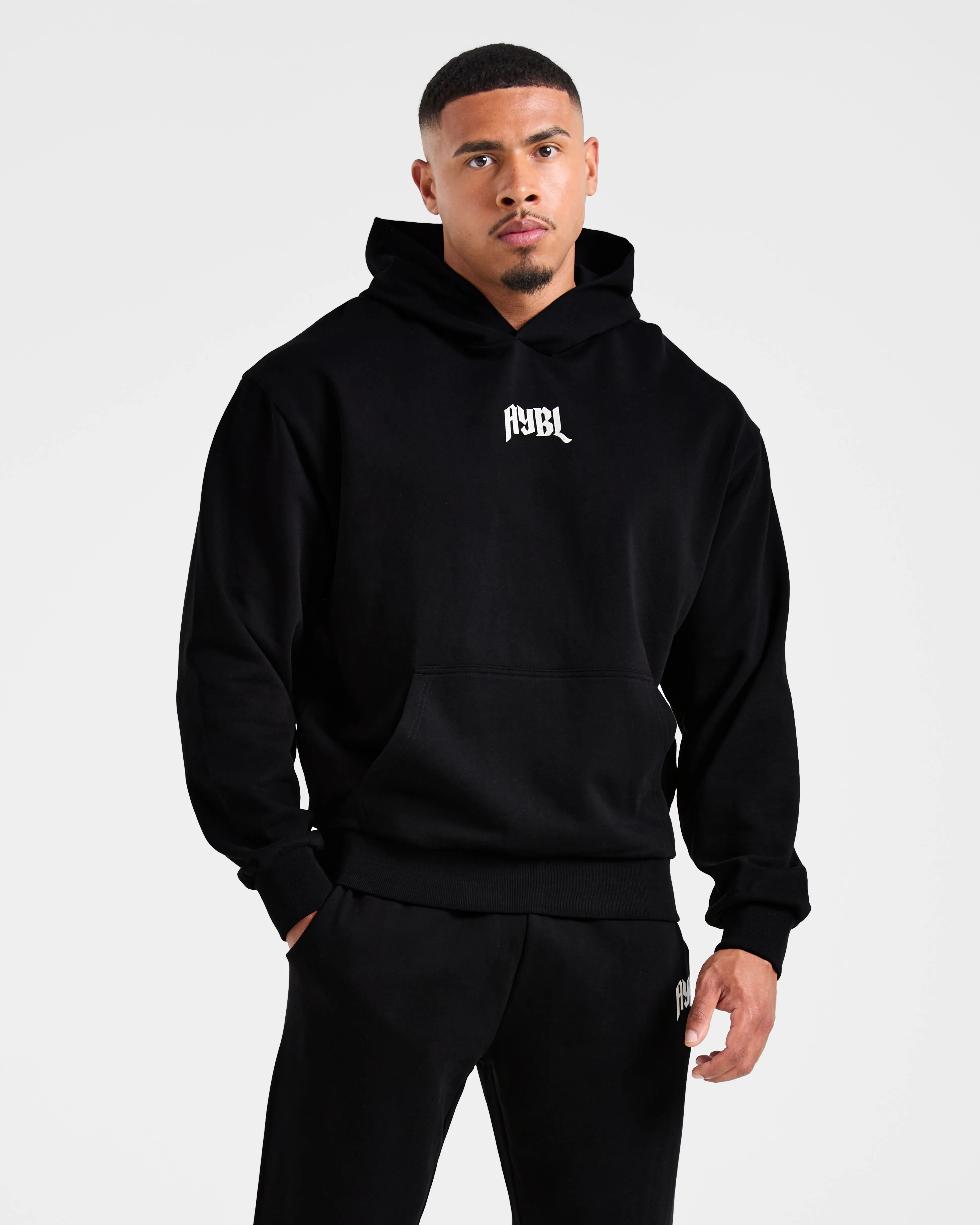 Lifting Club Gothic Oversized Hoodie - Black/Off White sold by AYBL product image thumbnail 2