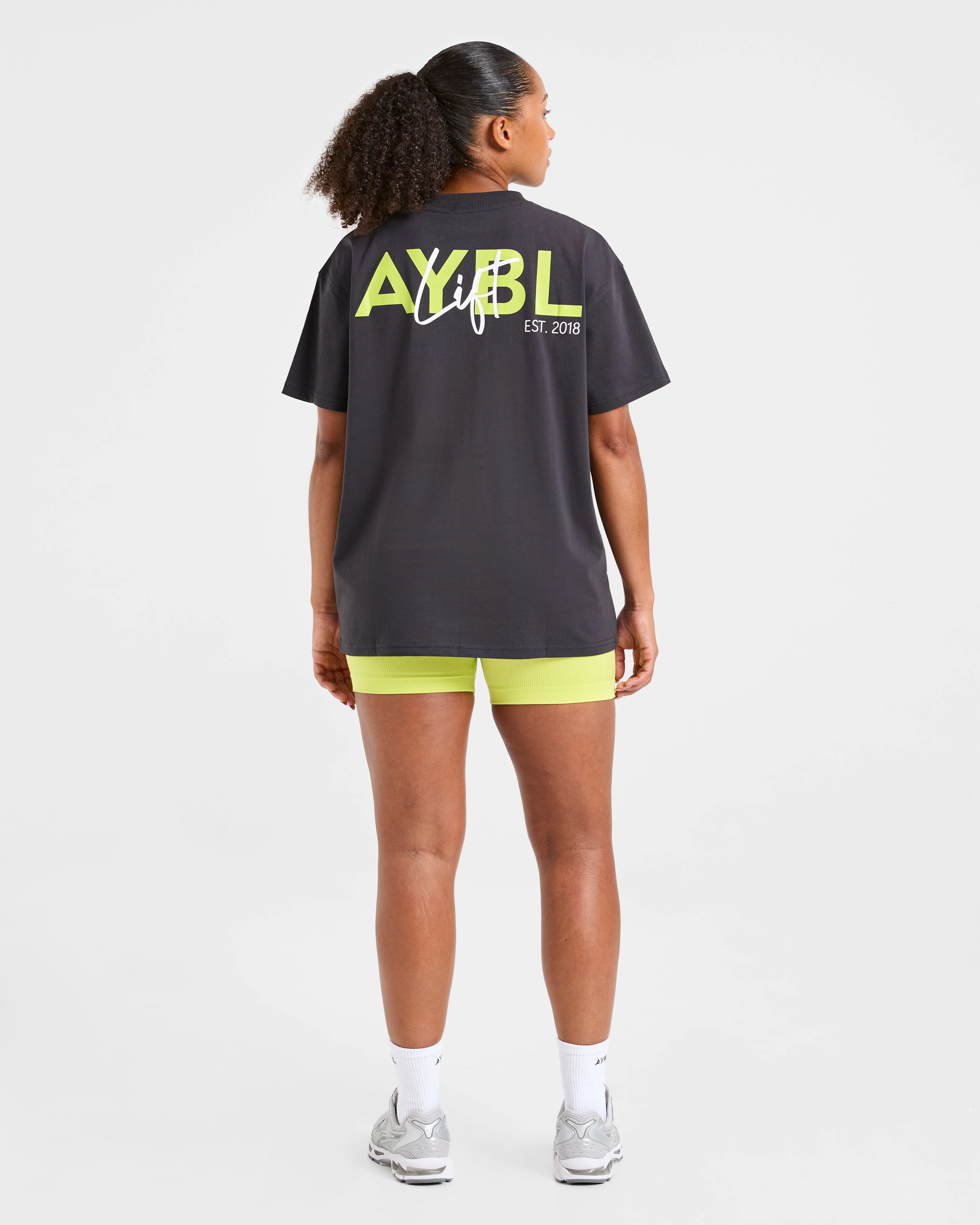 Lift Graphic Oversized T Shirt - Charcoal/Lime sold by AYBL product image thumbnail 4