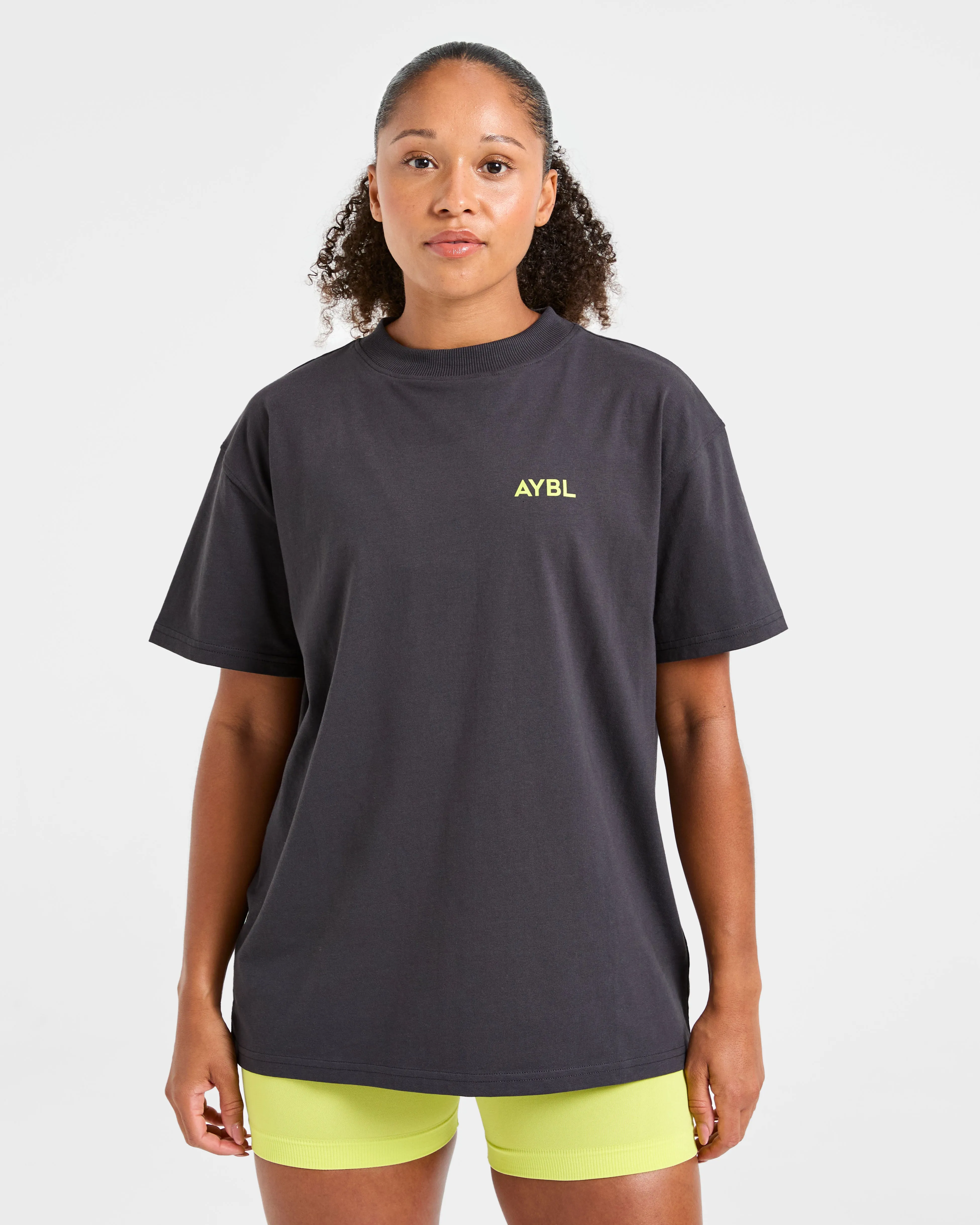 Lift Graphic Oversized T Shirt - Charcoal/Lime sold by AYBL product image thumbnail 2