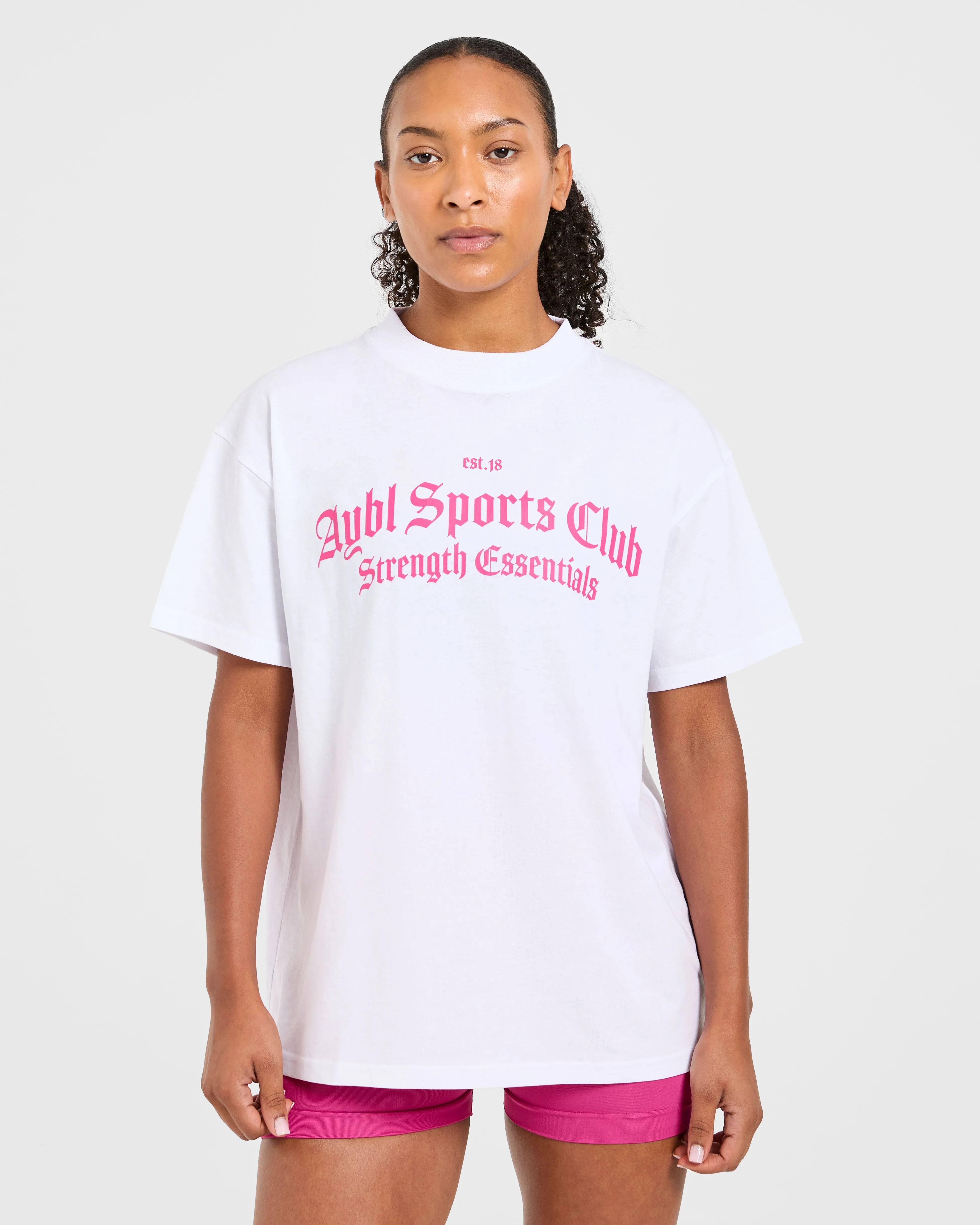 Sports Club Gothic Oversized T Shirt - White/Pink sold by AYBL