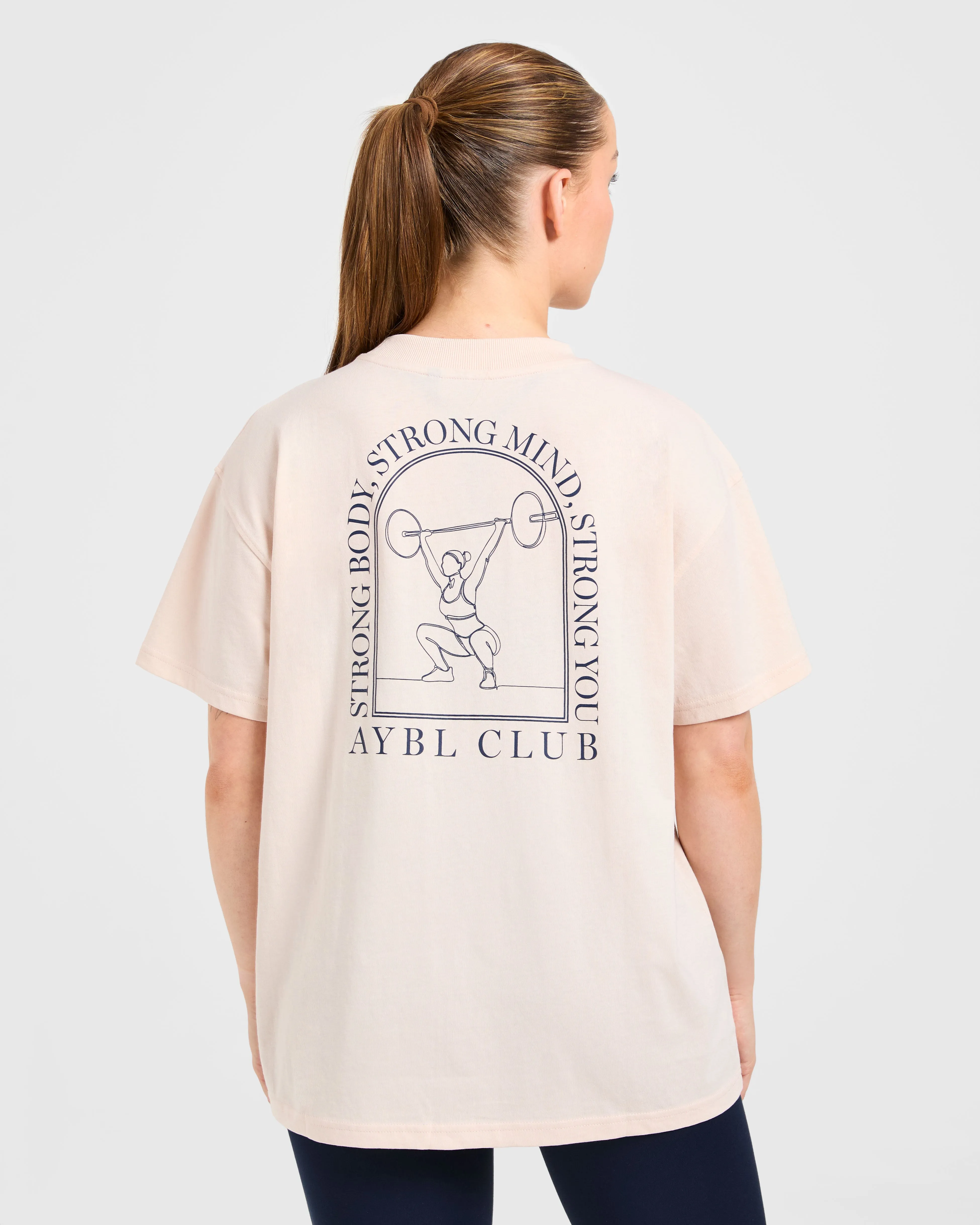 Body, Mind, You Oversized T Shirt - Peach/Navy sold by AYBL