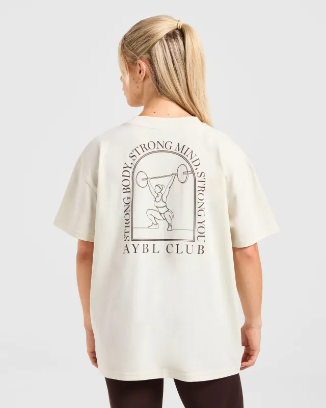 Body, Mind, You Oversized T Shirt - Beige/Brown sold by AYBL