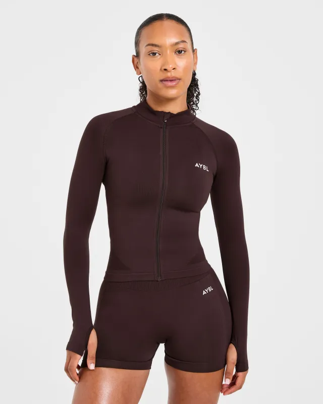 Empower Seamless Full Zip Jacket - Cocoa Brown sold by AYBL