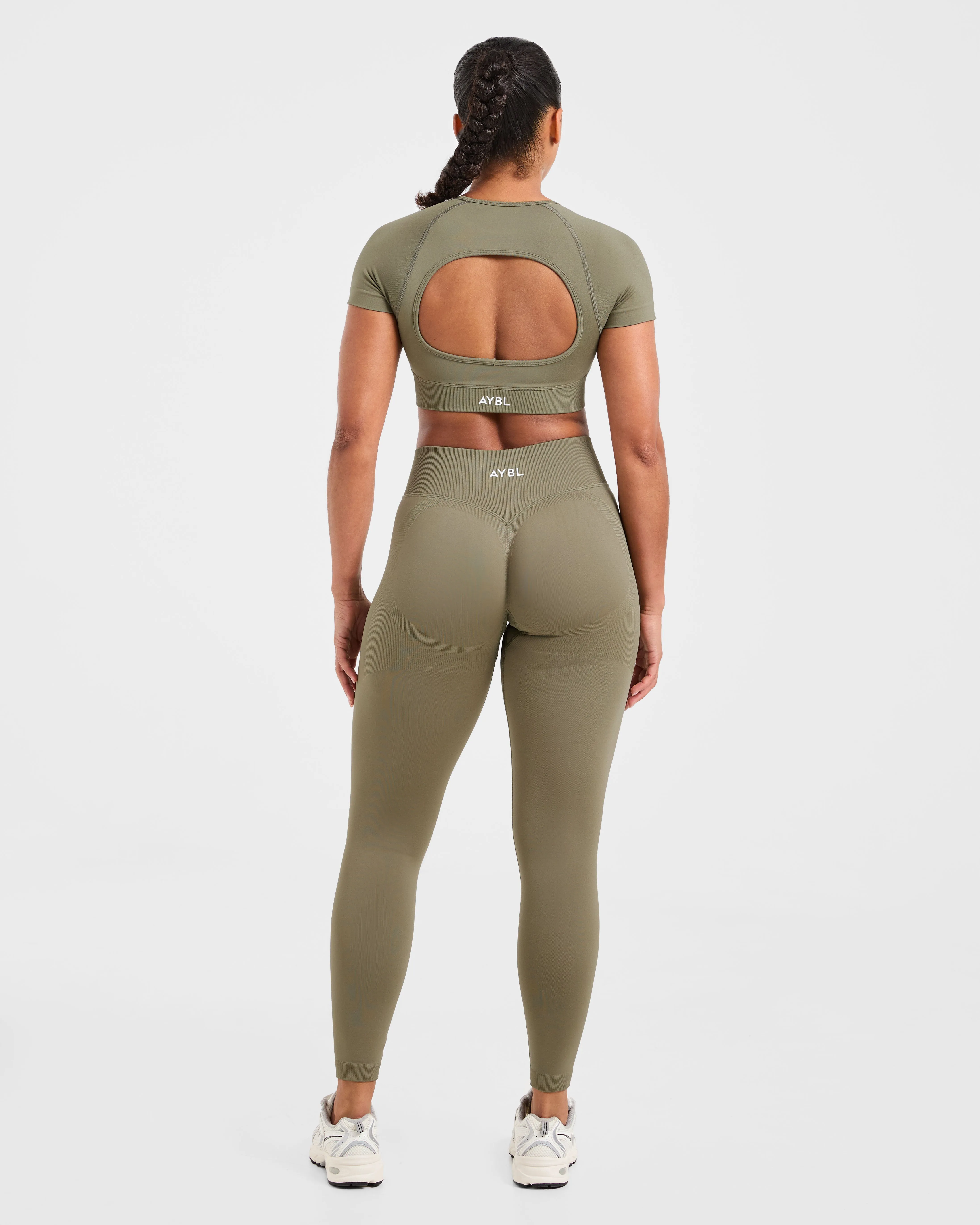 Adapt Seamless Crop Top - Muted Olive sold by AYBL product image thumbnail 4