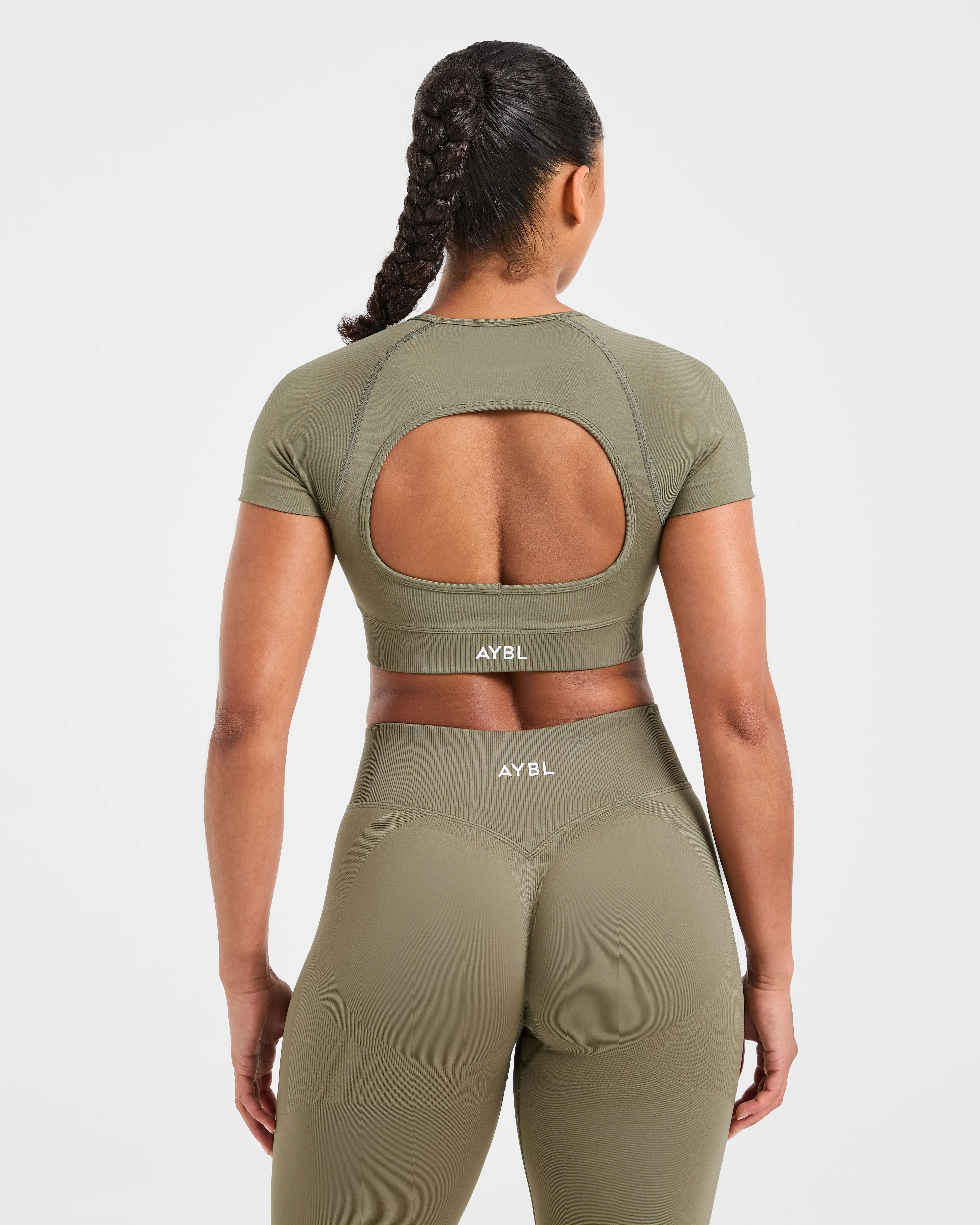 Adapt Seamless Crop Top - Muted Olive sold by AYBL product image thumbnail 2