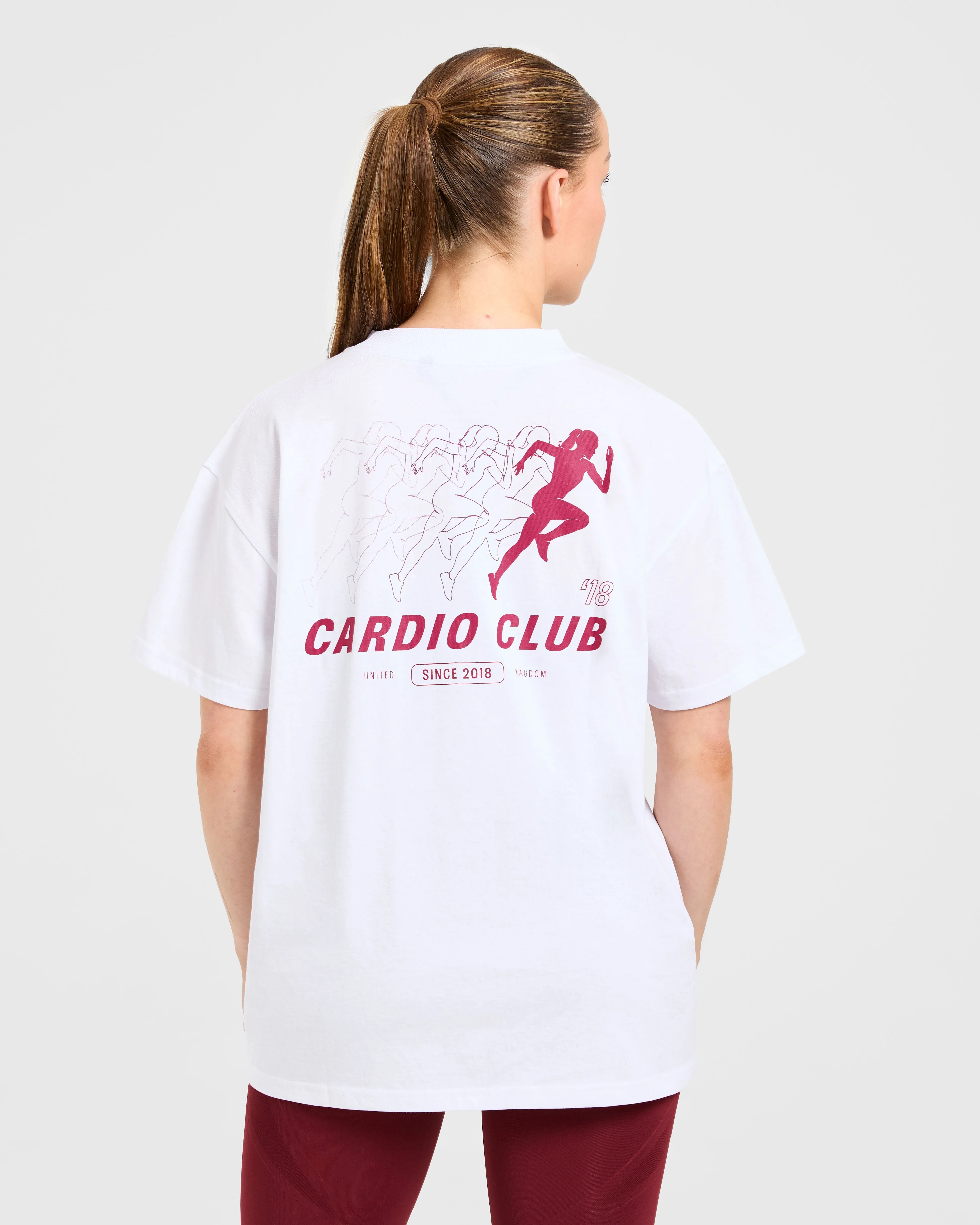 Cardio Club Oversized T Shirt - White/Burgundy sold by AYBL