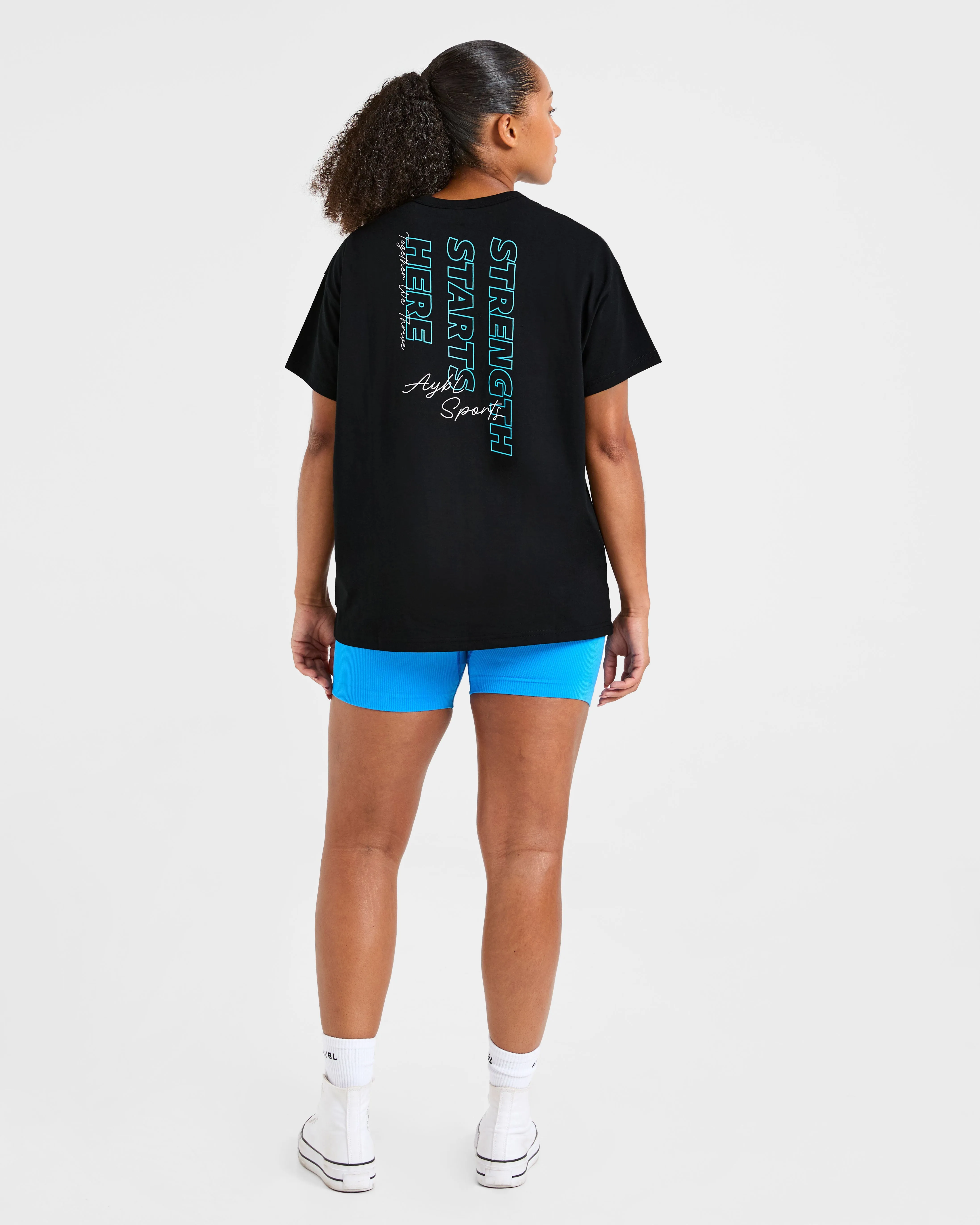 Strength Starts Here Oversized T Shirt - Black/Blue sold by AYBL product image thumbnail 4