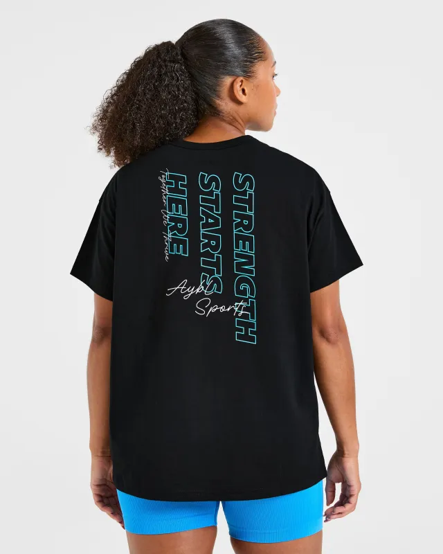 Strength Starts Here Oversized T Shirt - Black/Blue sold by AYBL