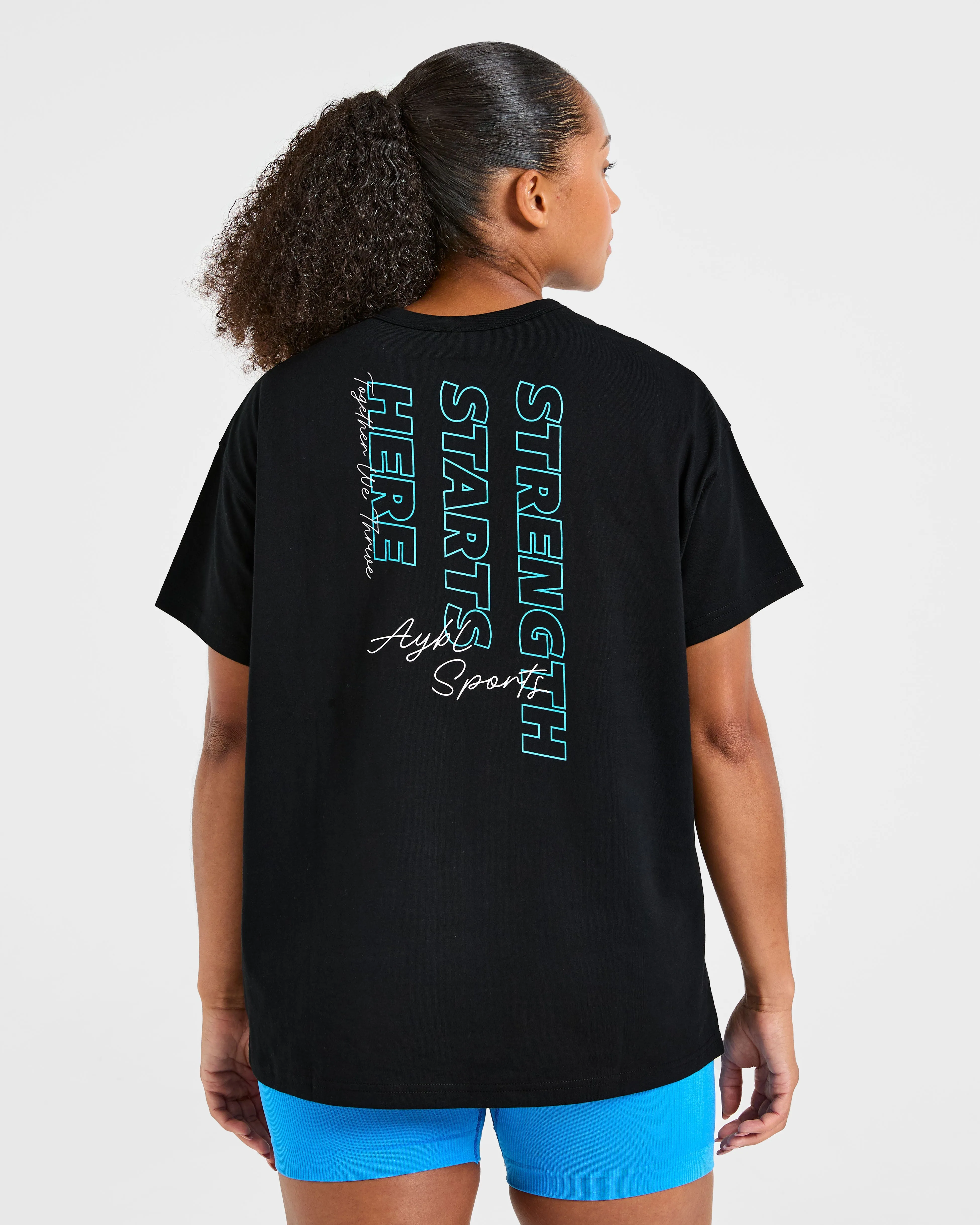Strength Starts Here Oversized T Shirt - Black/Blue sold by AYBL