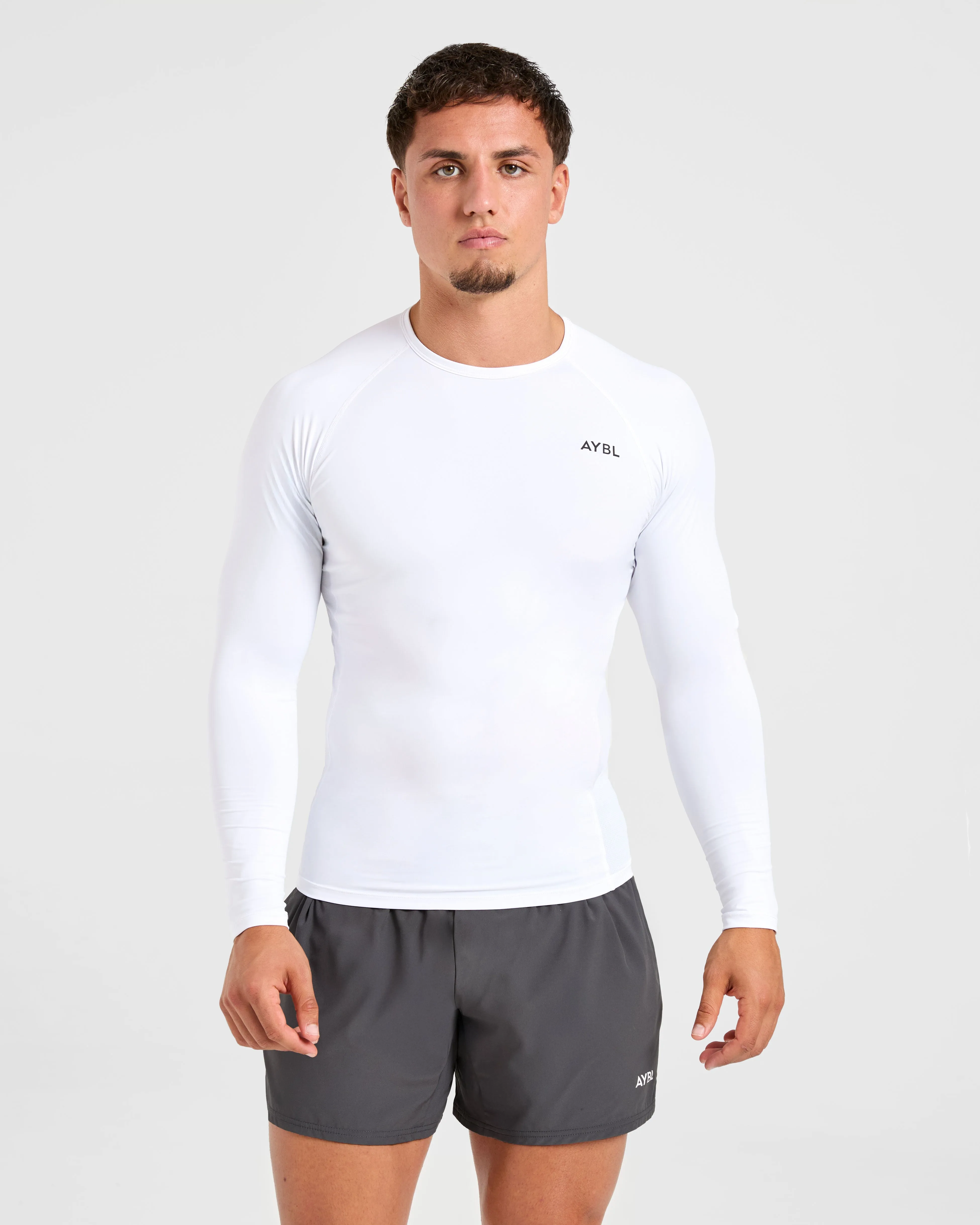 Compression Long Sleeve T Shirt - White sold by AYBL